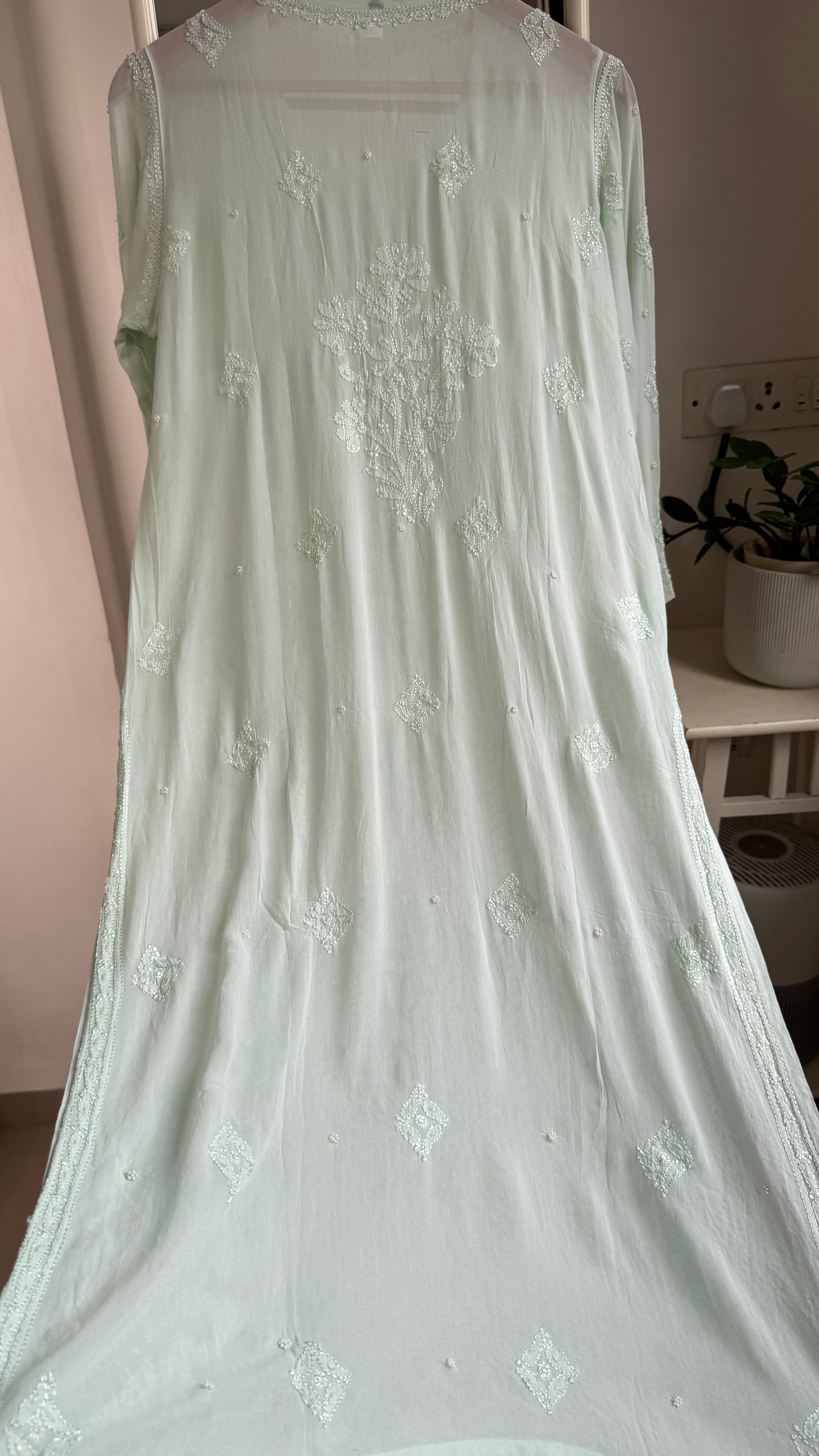 Viscose Kurti with Pearl  Work - Green