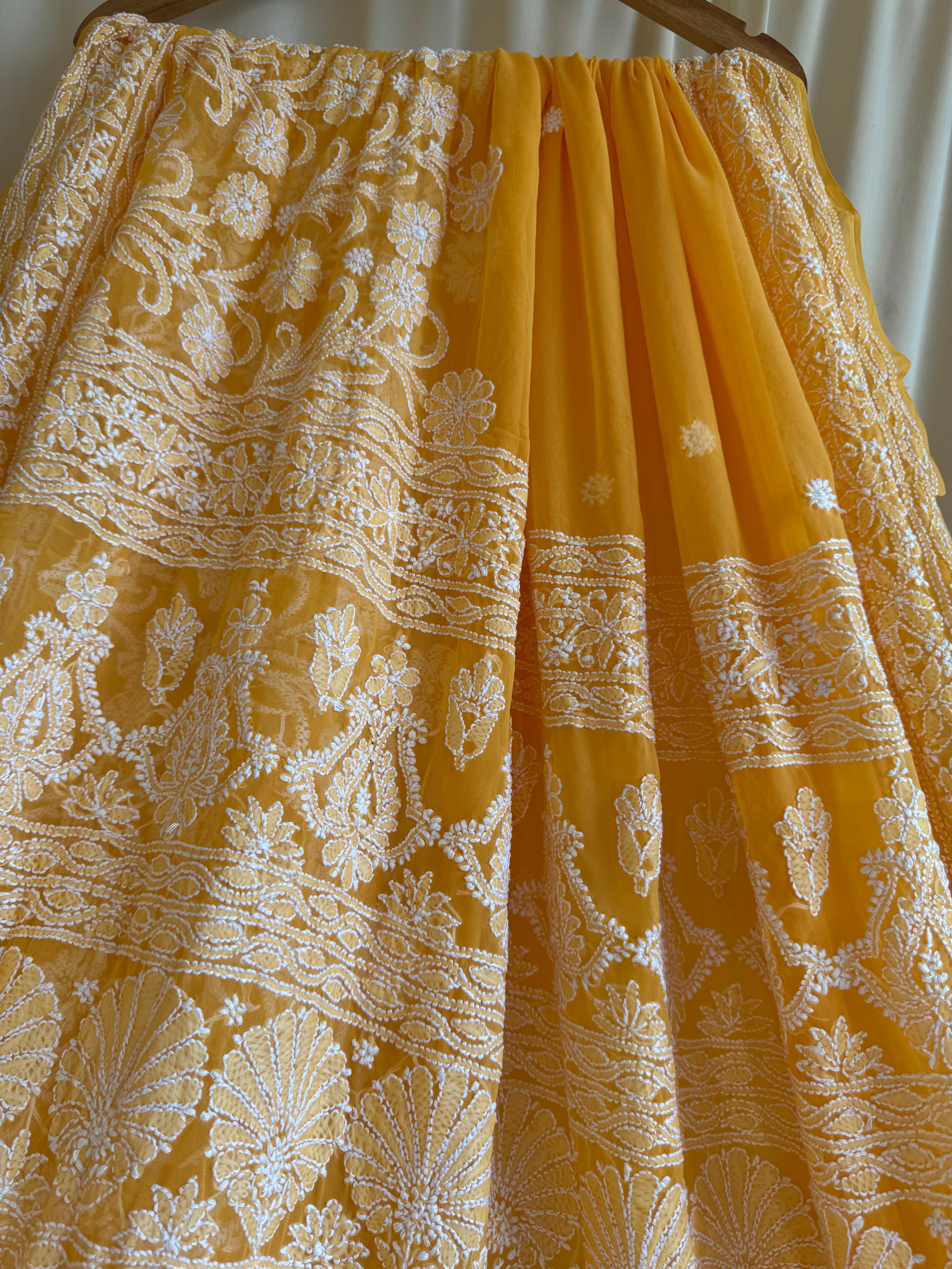 Georgette Chikankari saree in Orange ARIAA CHIKANKARI 