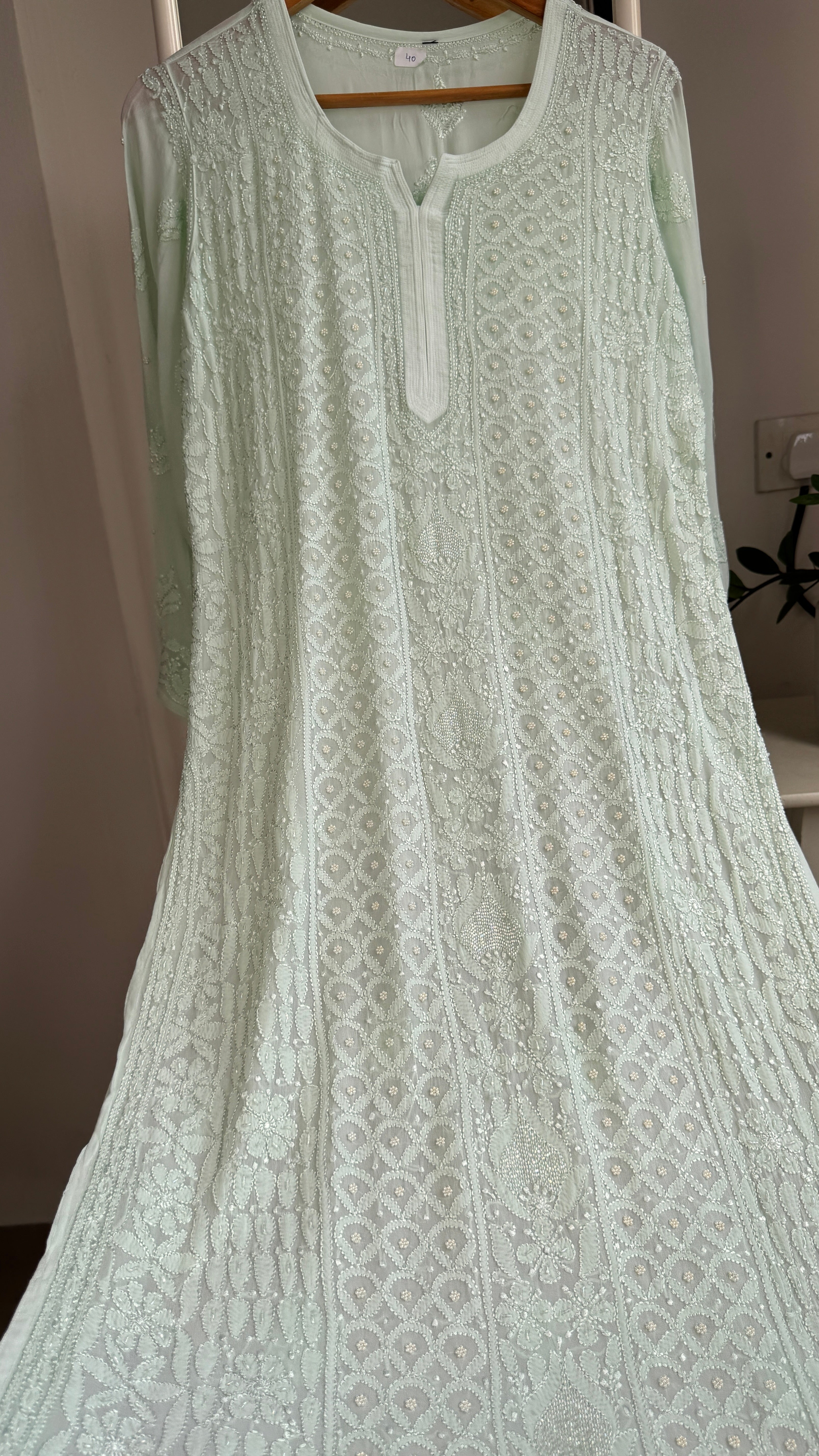 Viscose Kurti with Pearl  Work - Green