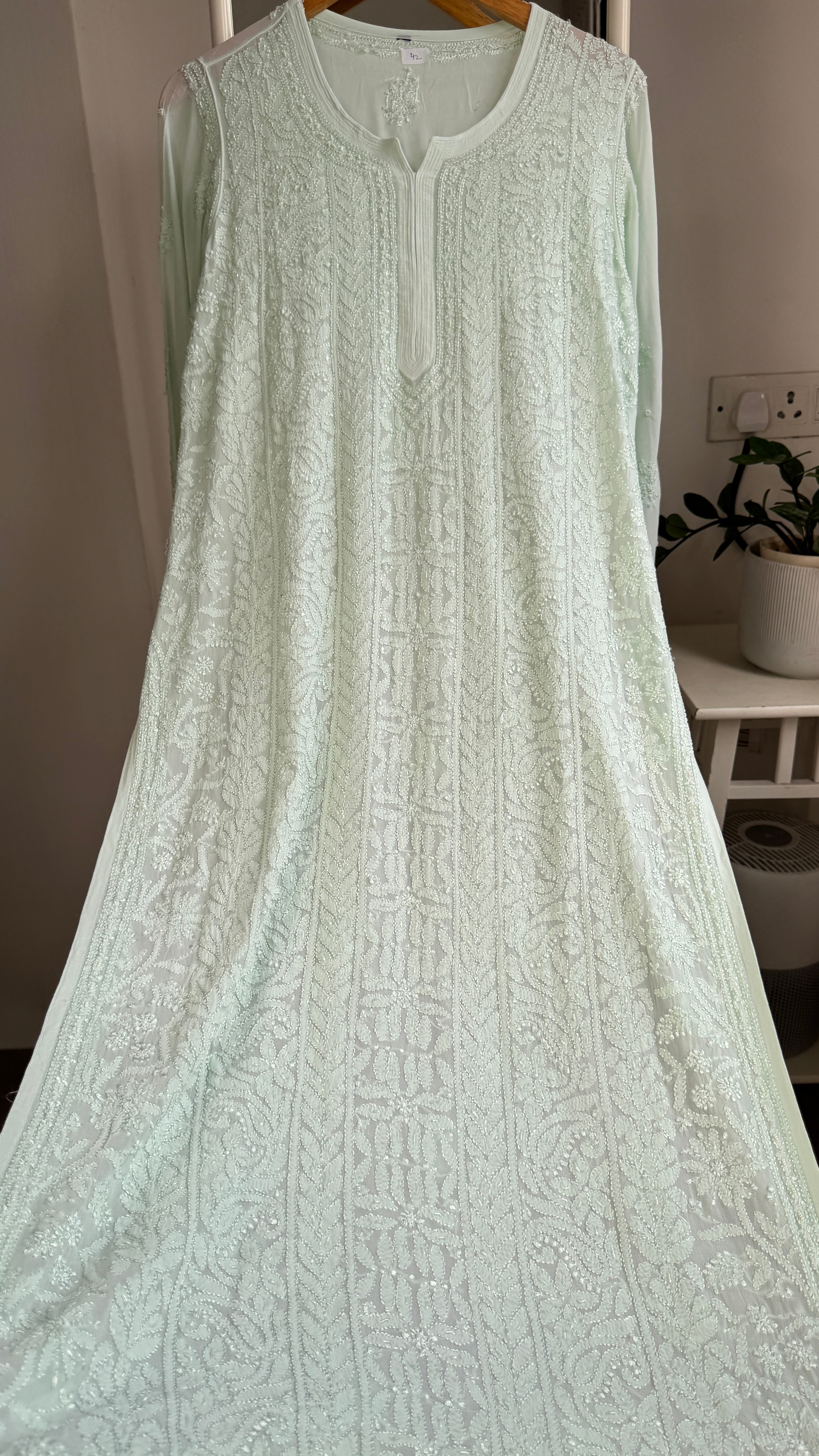 Viscose Kurti with Pearl  Work - Green