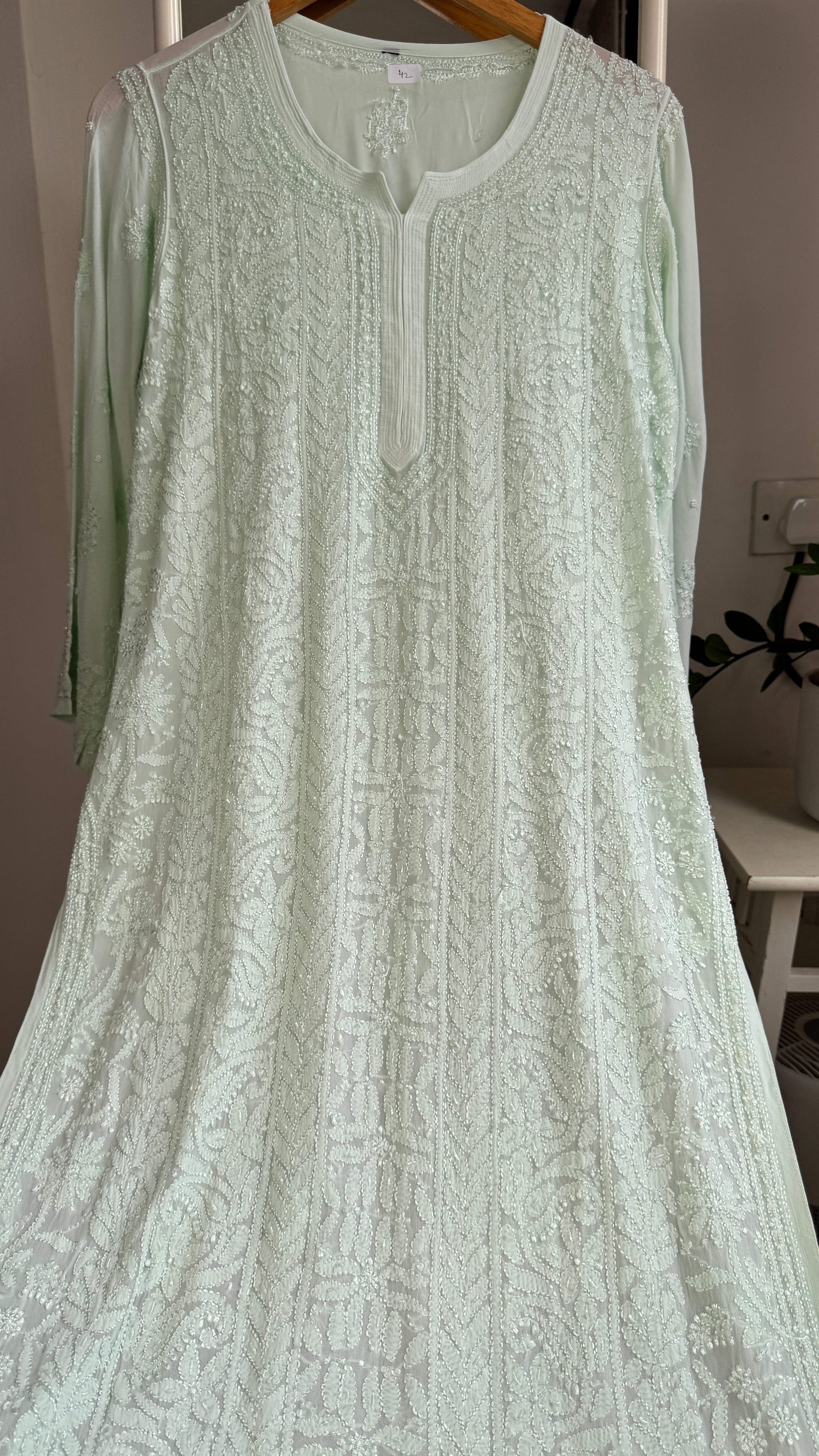 Viscose Kurti with Pearl  Work - Green