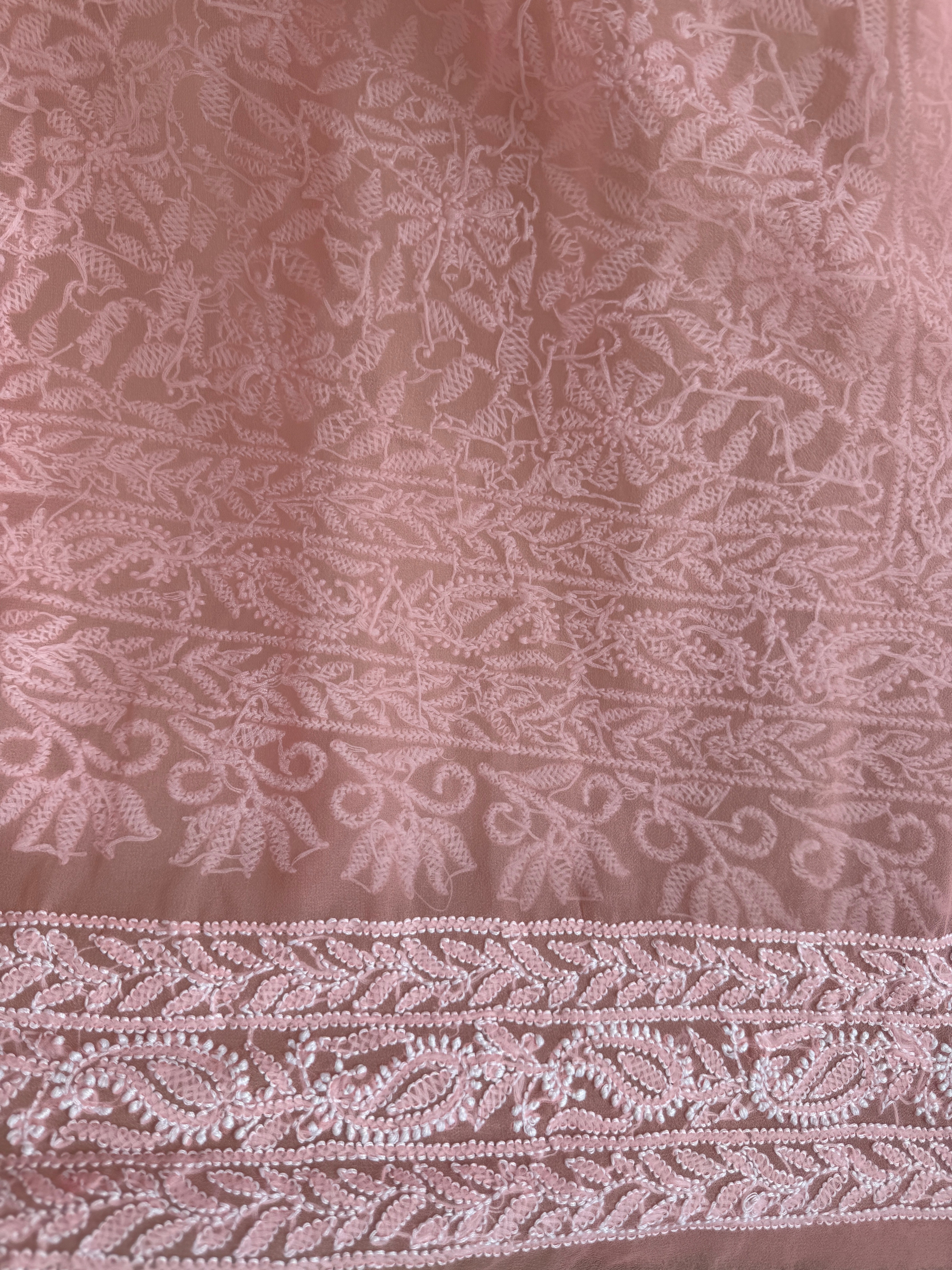 Georgette Chikankari saree in Pink ARIAA CHIKANKARI 