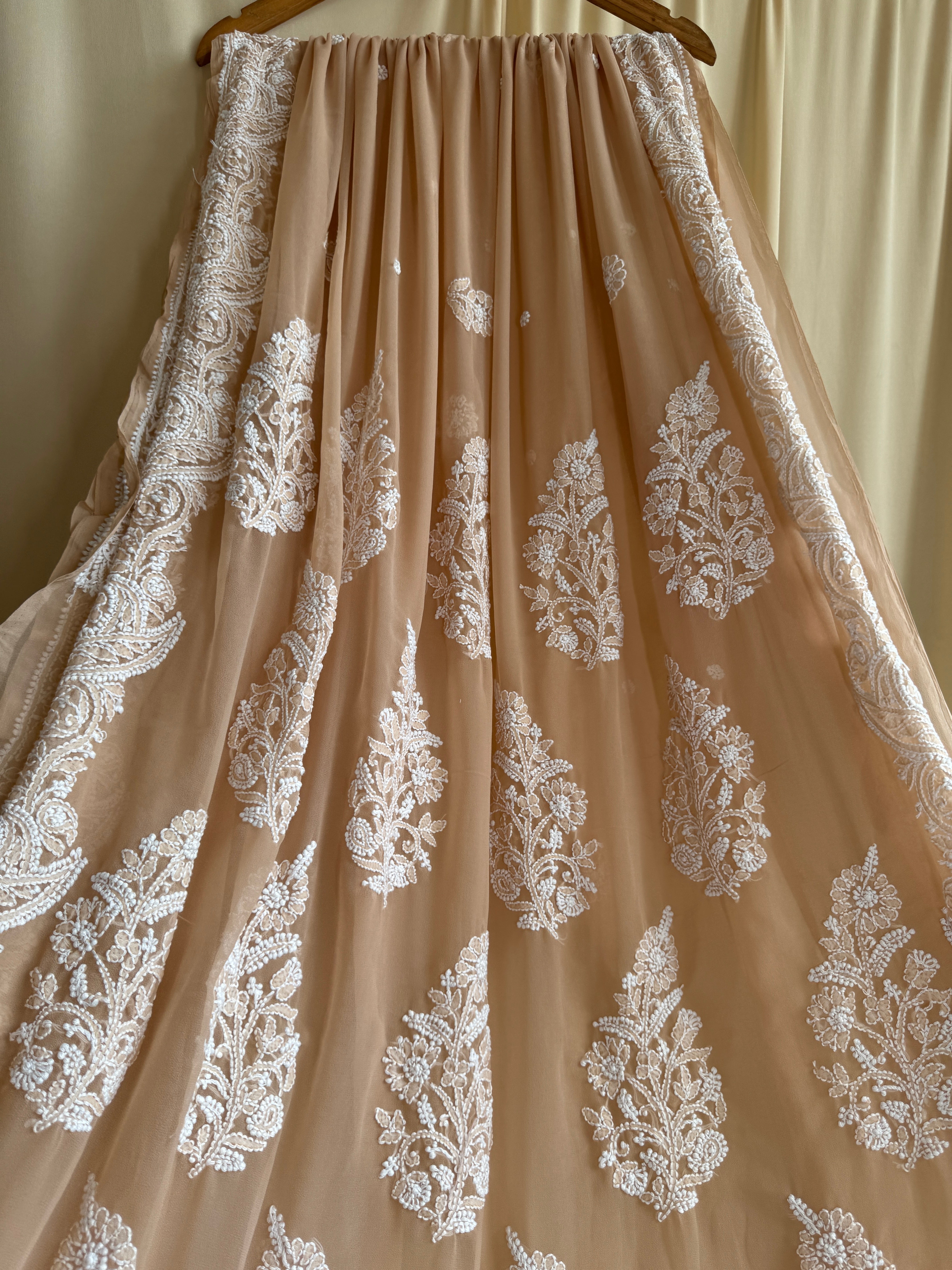 Georgette Chikankari saree in Beige ARIAA CHIKANKARI 