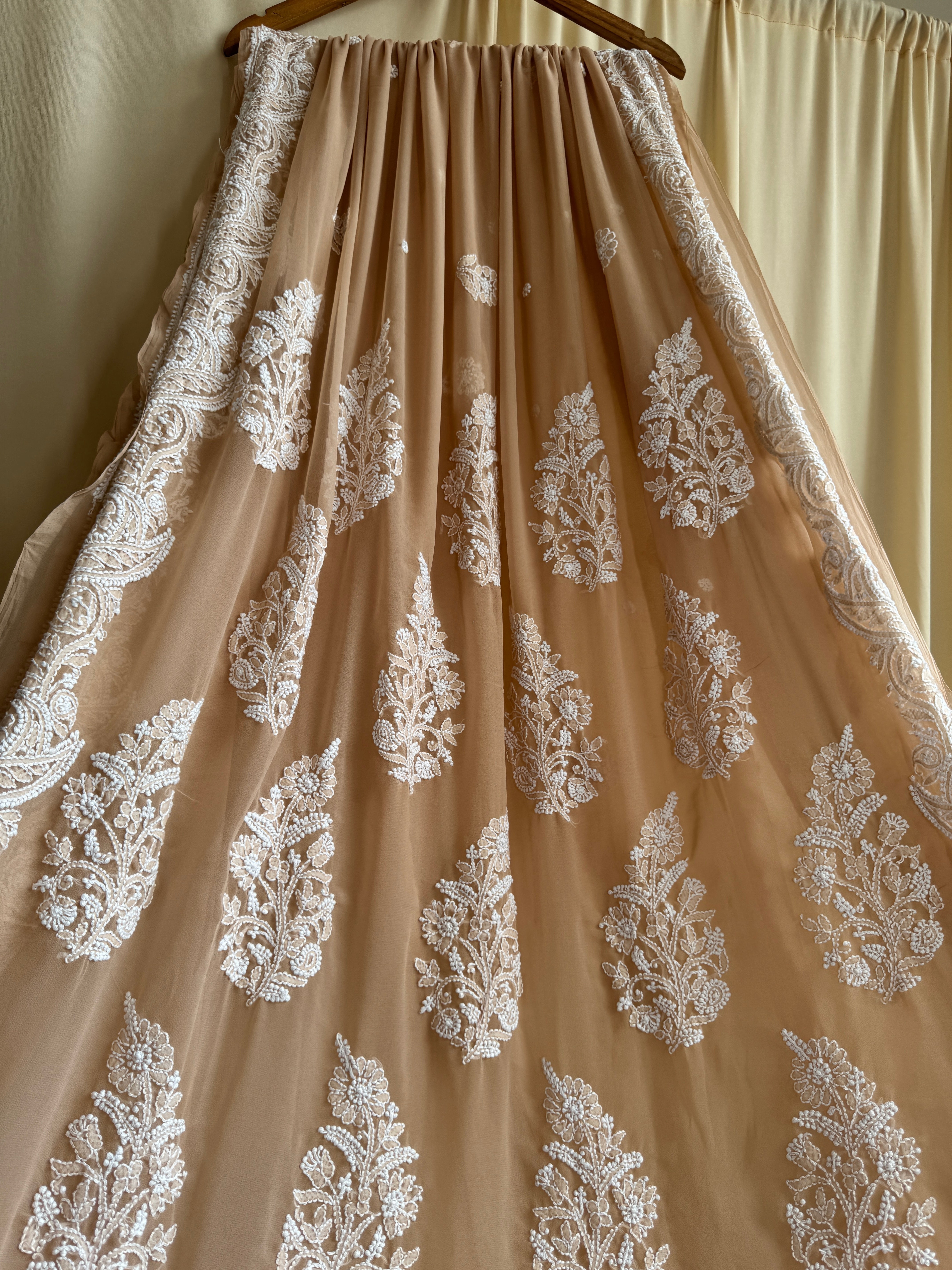 Georgette Chikankari saree in Beige ARIAA CHIKANKARI 