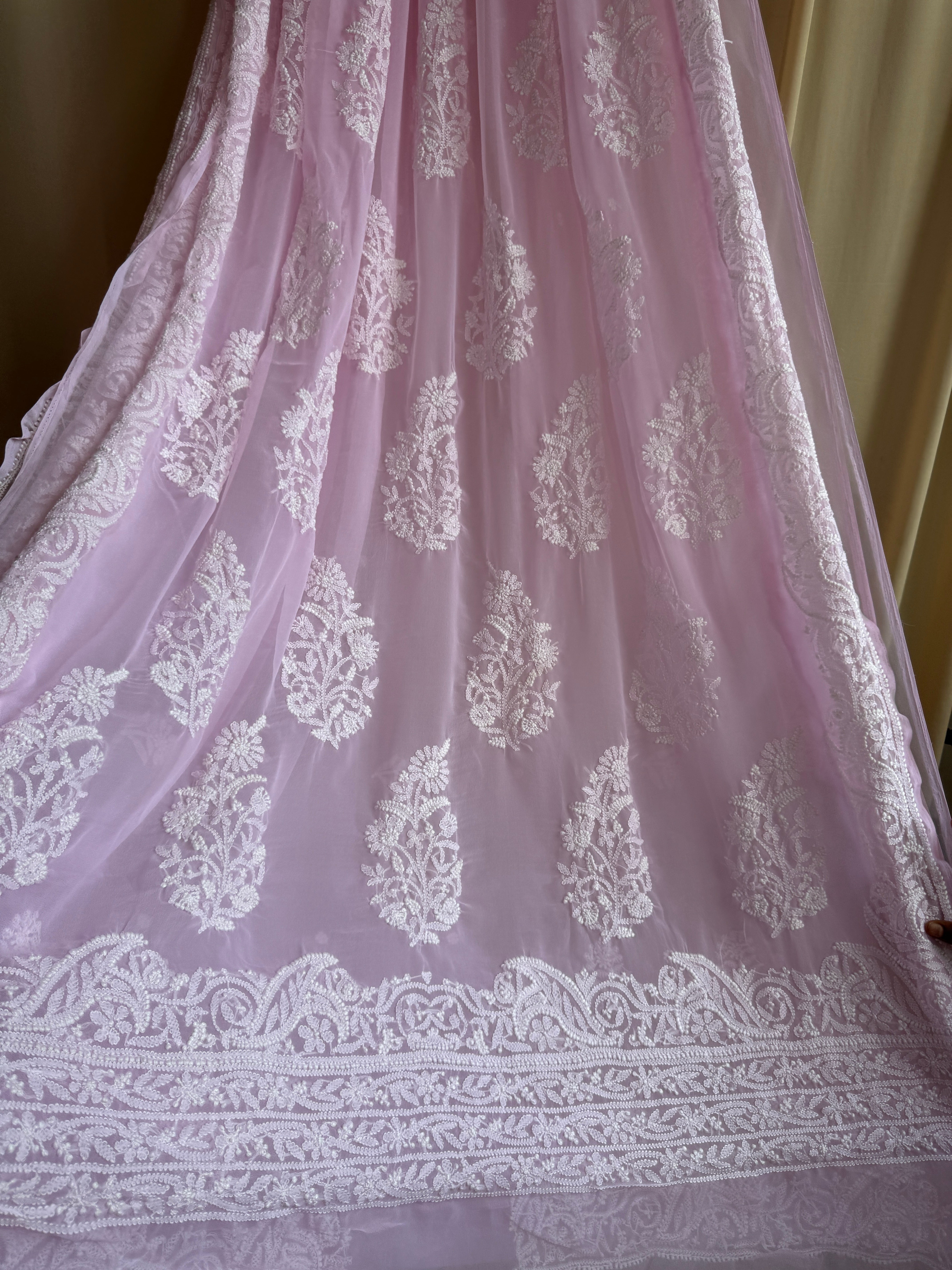 Georgette Chikankari saree in Pink ARIAA CHIKANKARI 