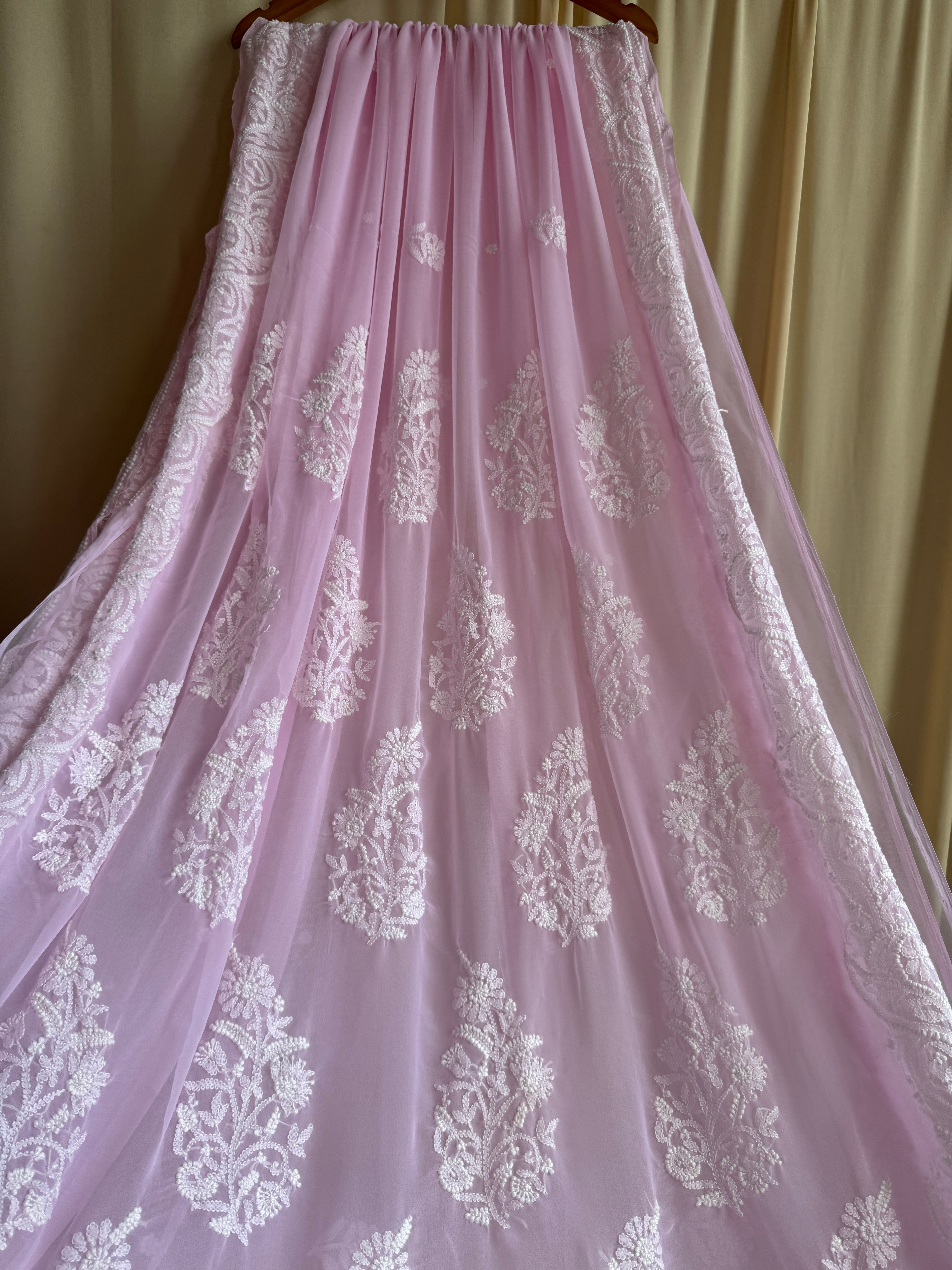 Georgette Chikankari saree in Pink ARIAA CHIKANKARI 