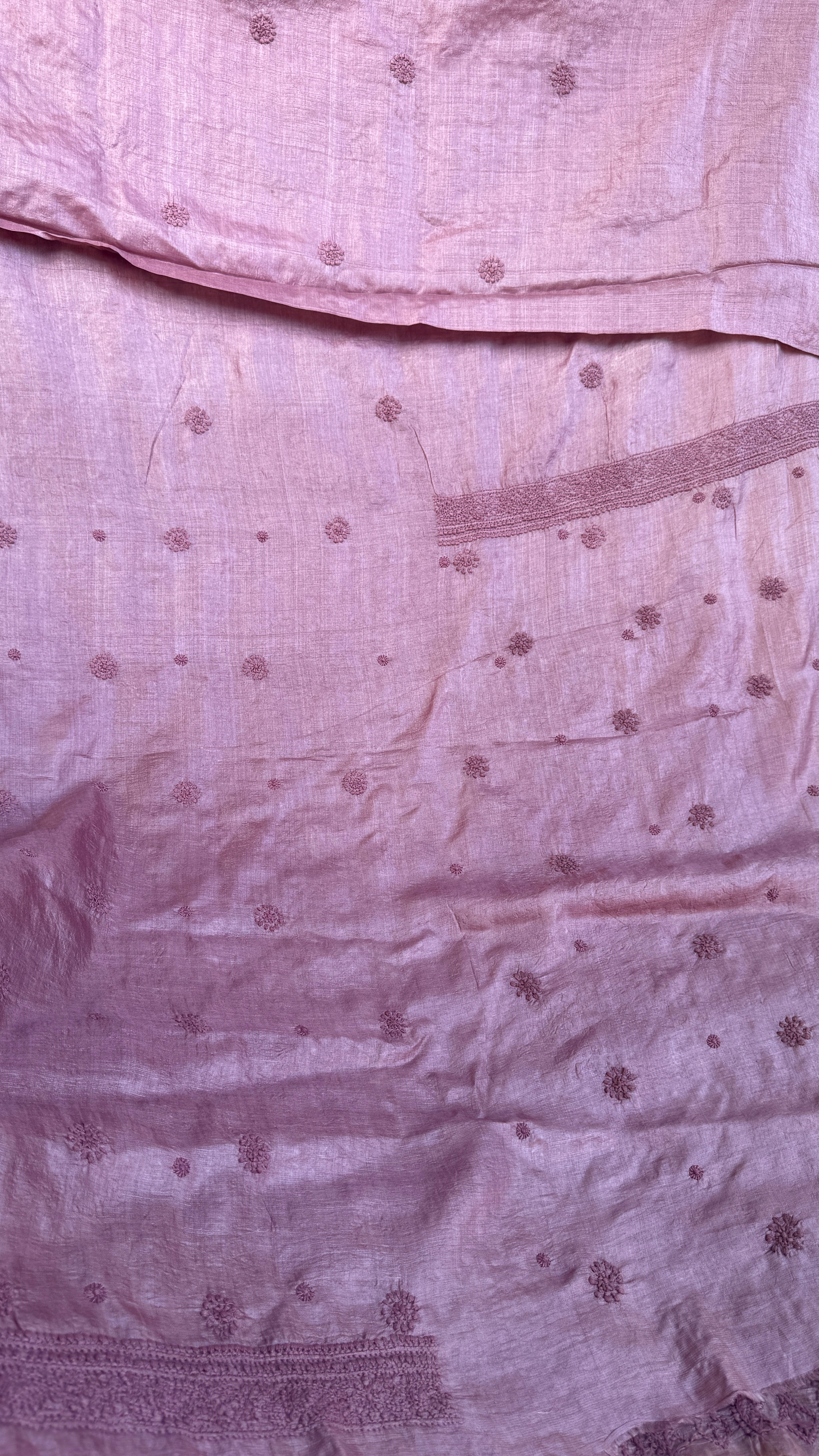 Pure Tussar Silk Chikankari Kurta Length - Mens- Mauve
