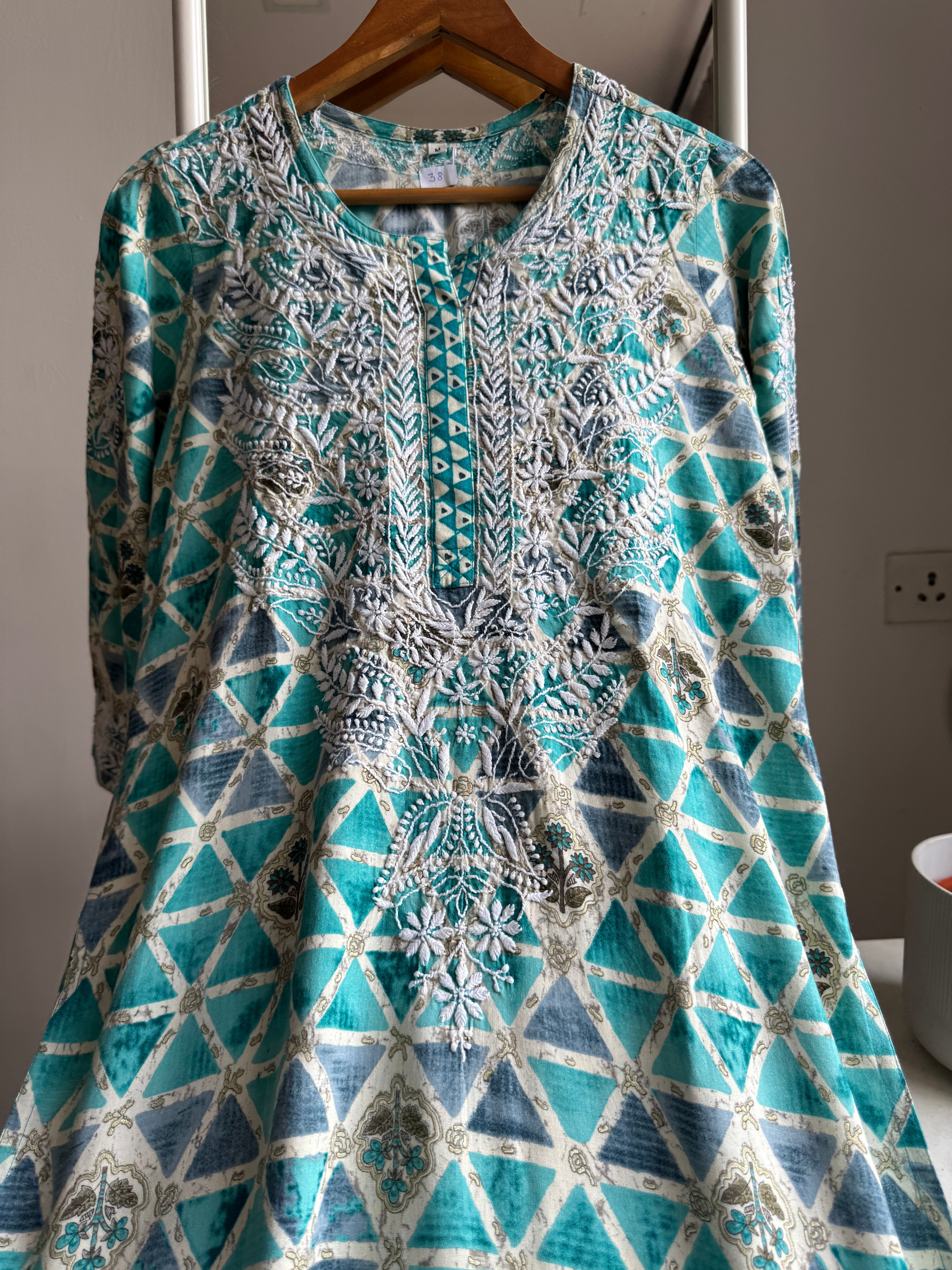 Cotton Printed Chikankari Set - Blue ARIAA CHIKANKARI 