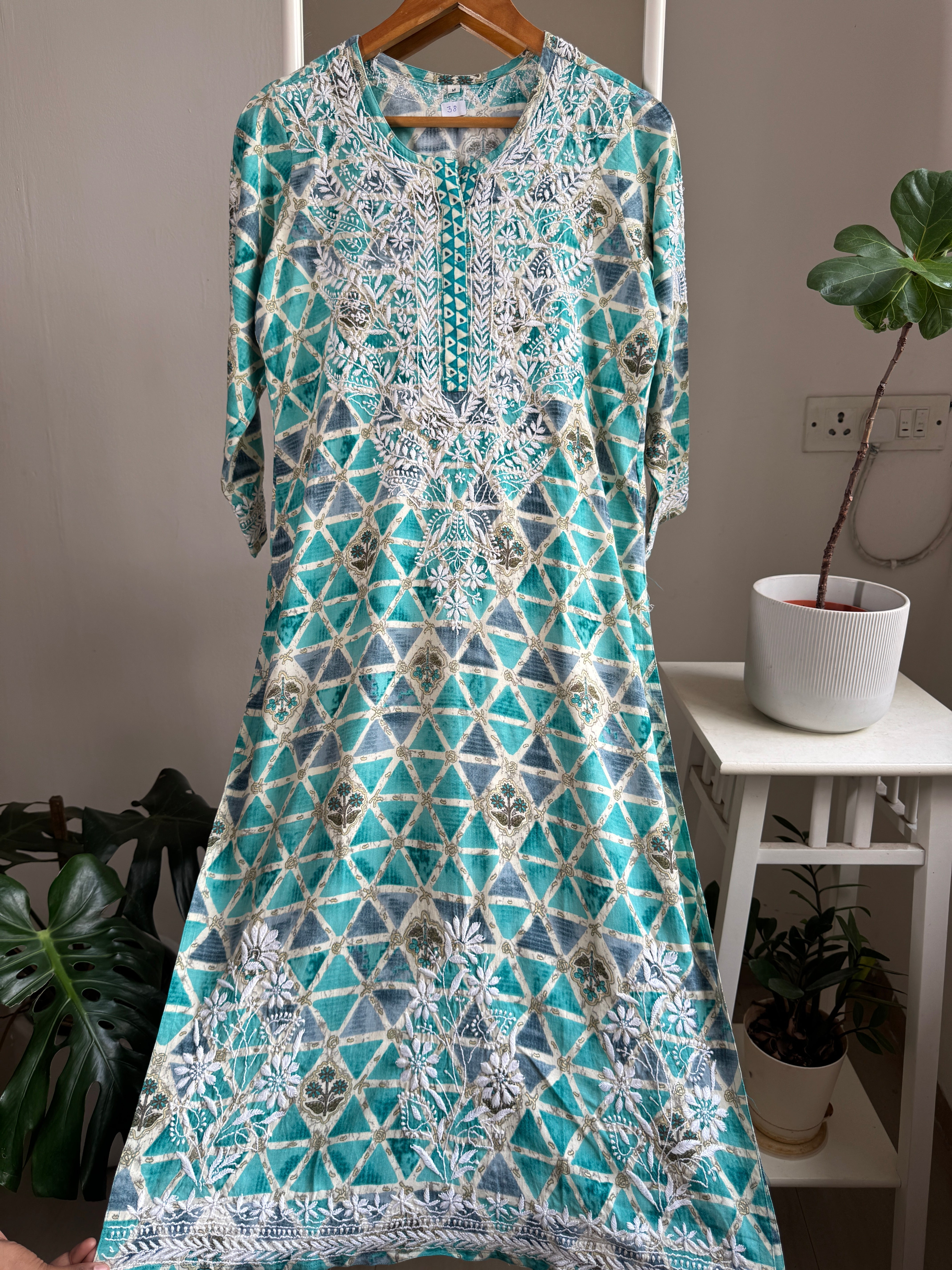 Cotton Printed Chikankari Set - Blue ARIAA CHIKANKARI 