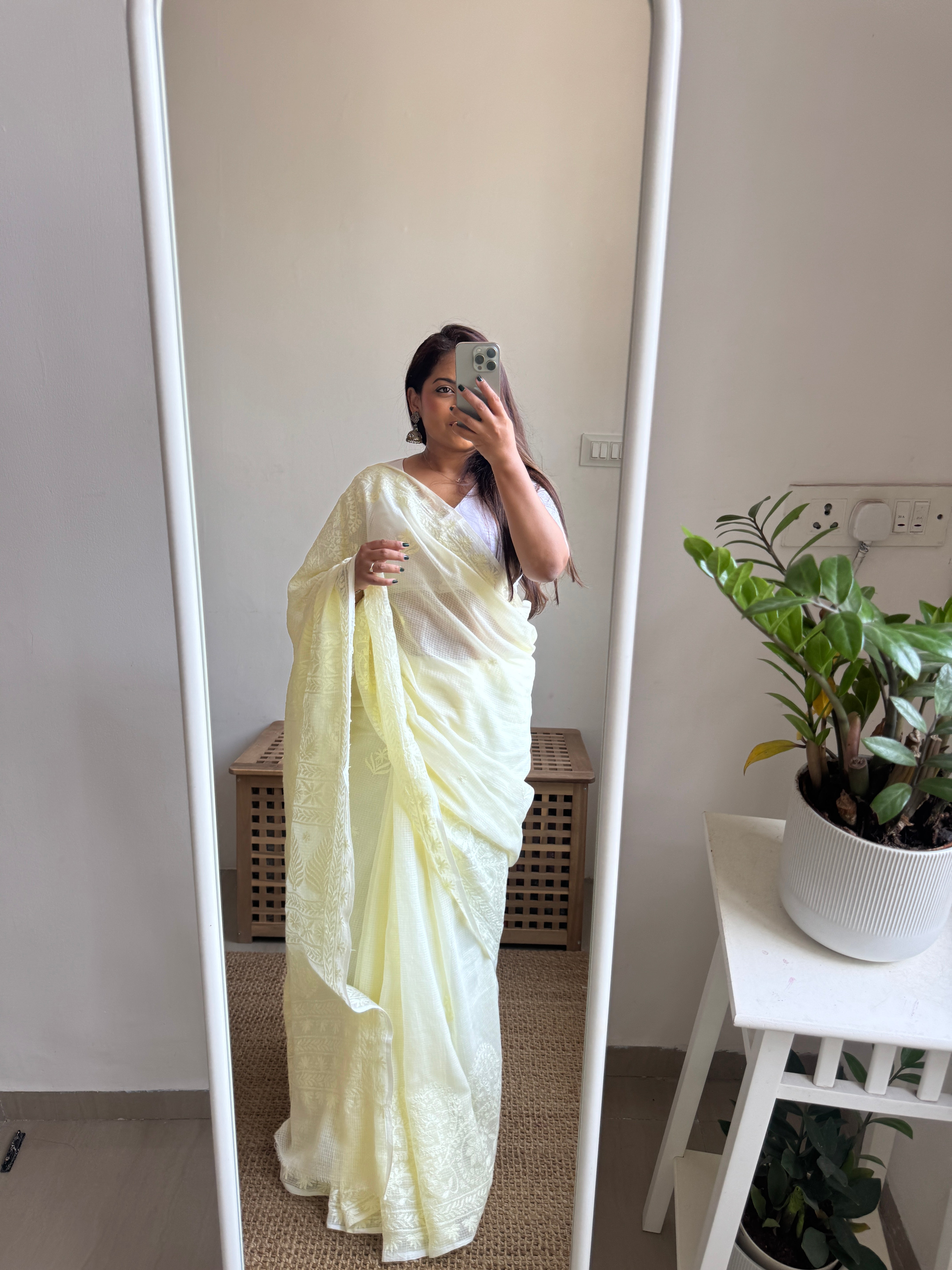 Kota Chikankari saree in Light Yellow ARIAA CHIKANKARI 