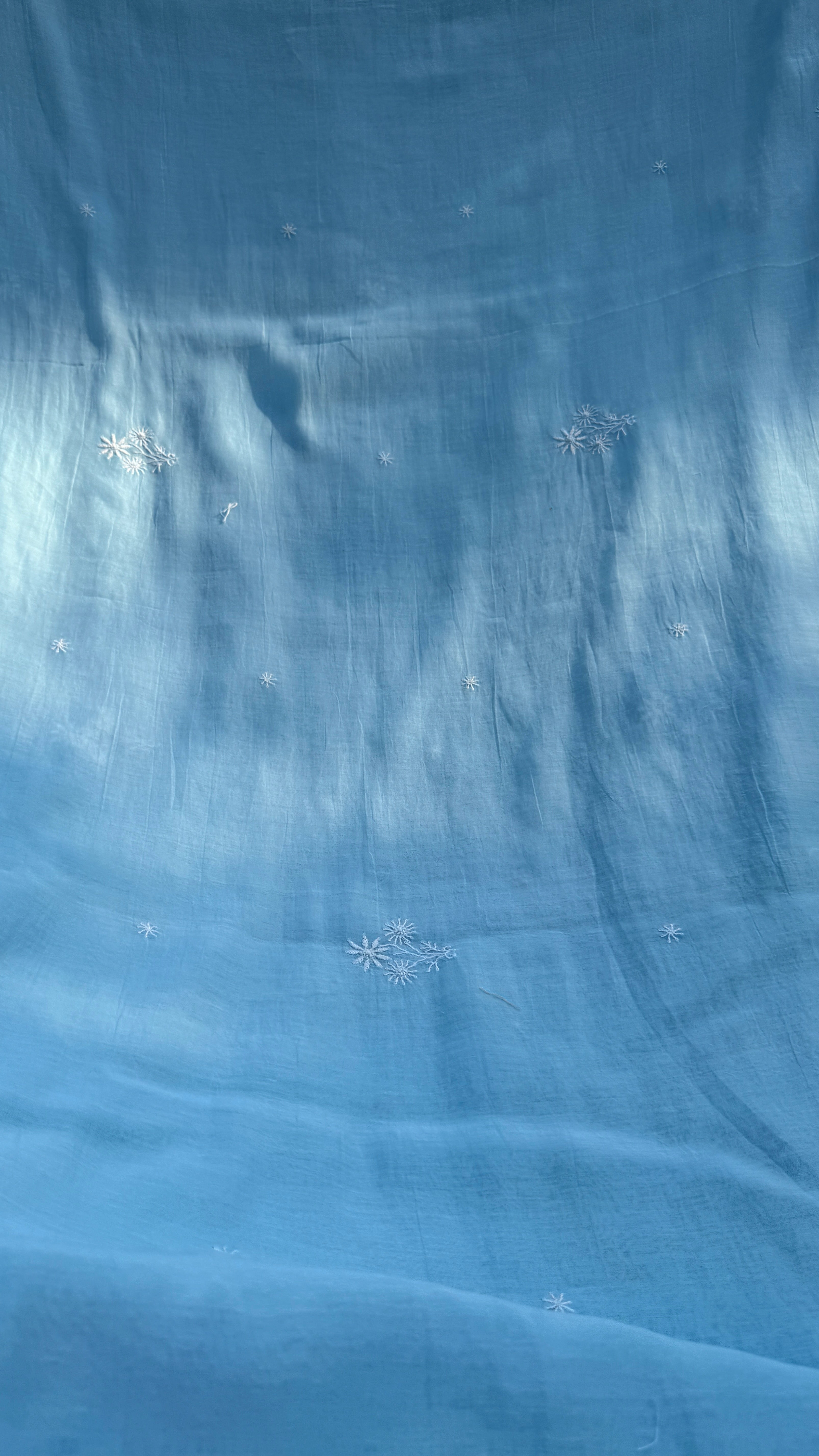 Pure Mul Chanderi Chikankari saree in Blue