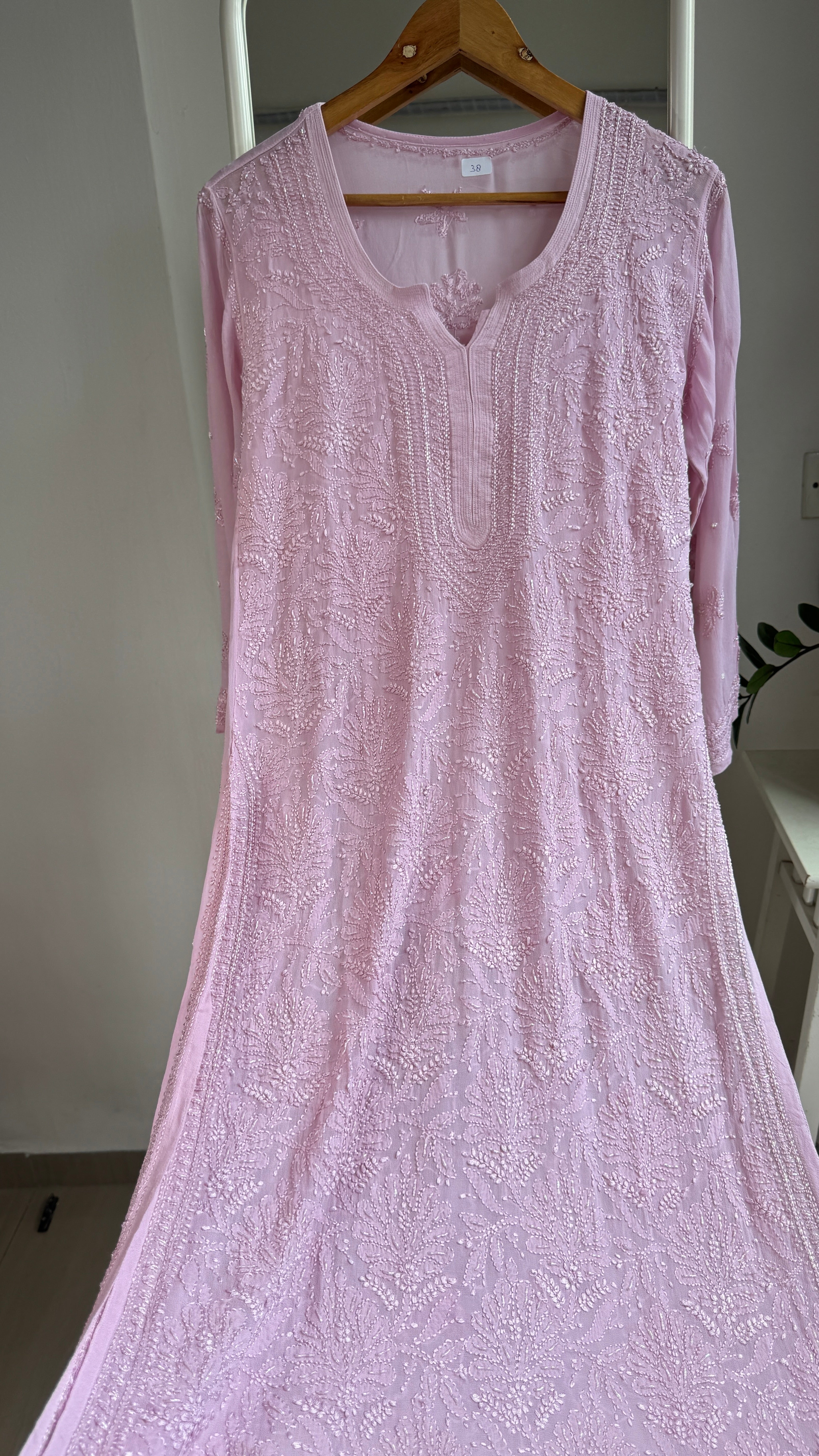 Viscose Kurti with Pearl  Work - Onion Pink