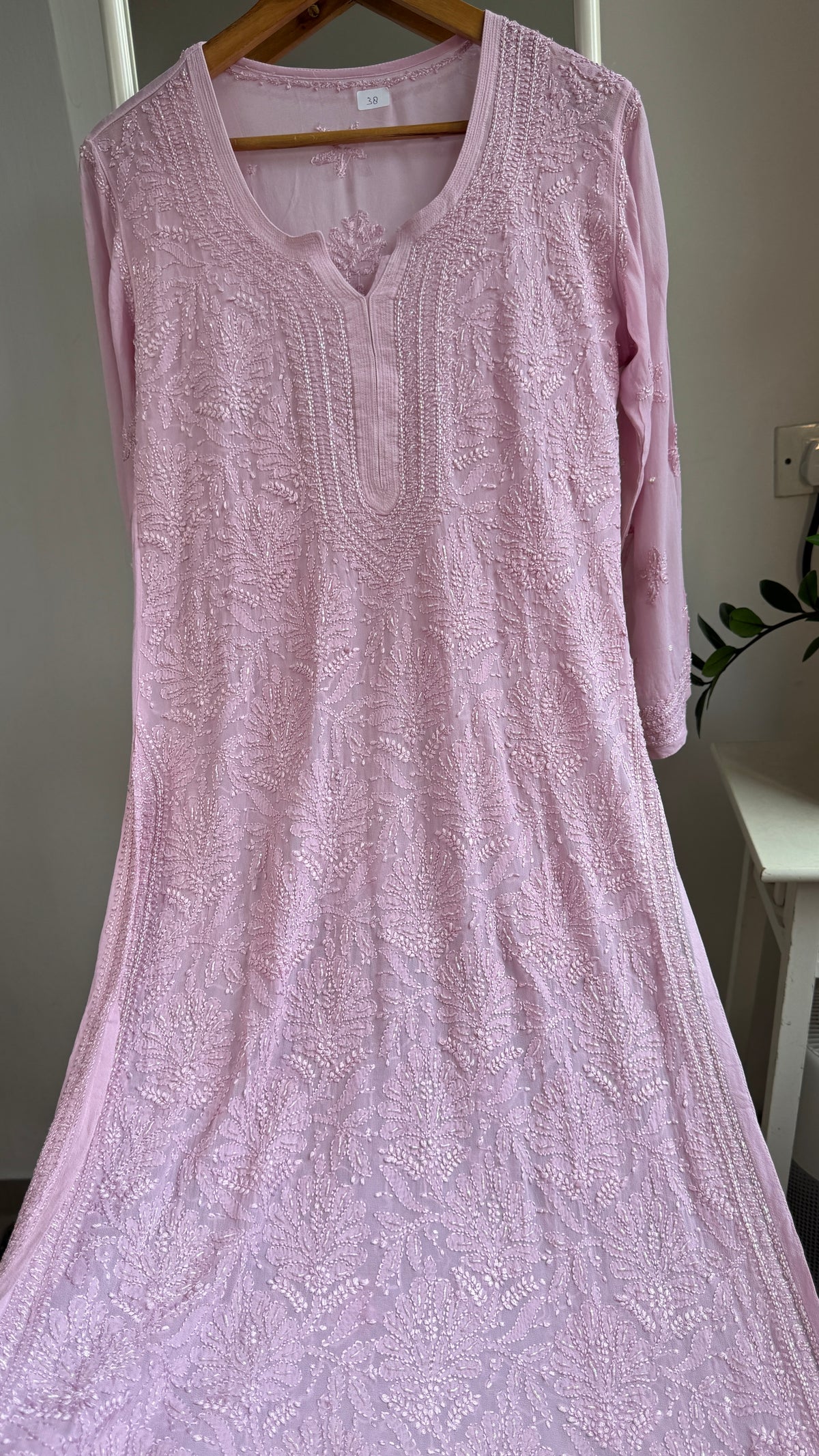 Viscose Kurti with Pearl  Work - Onion Pink