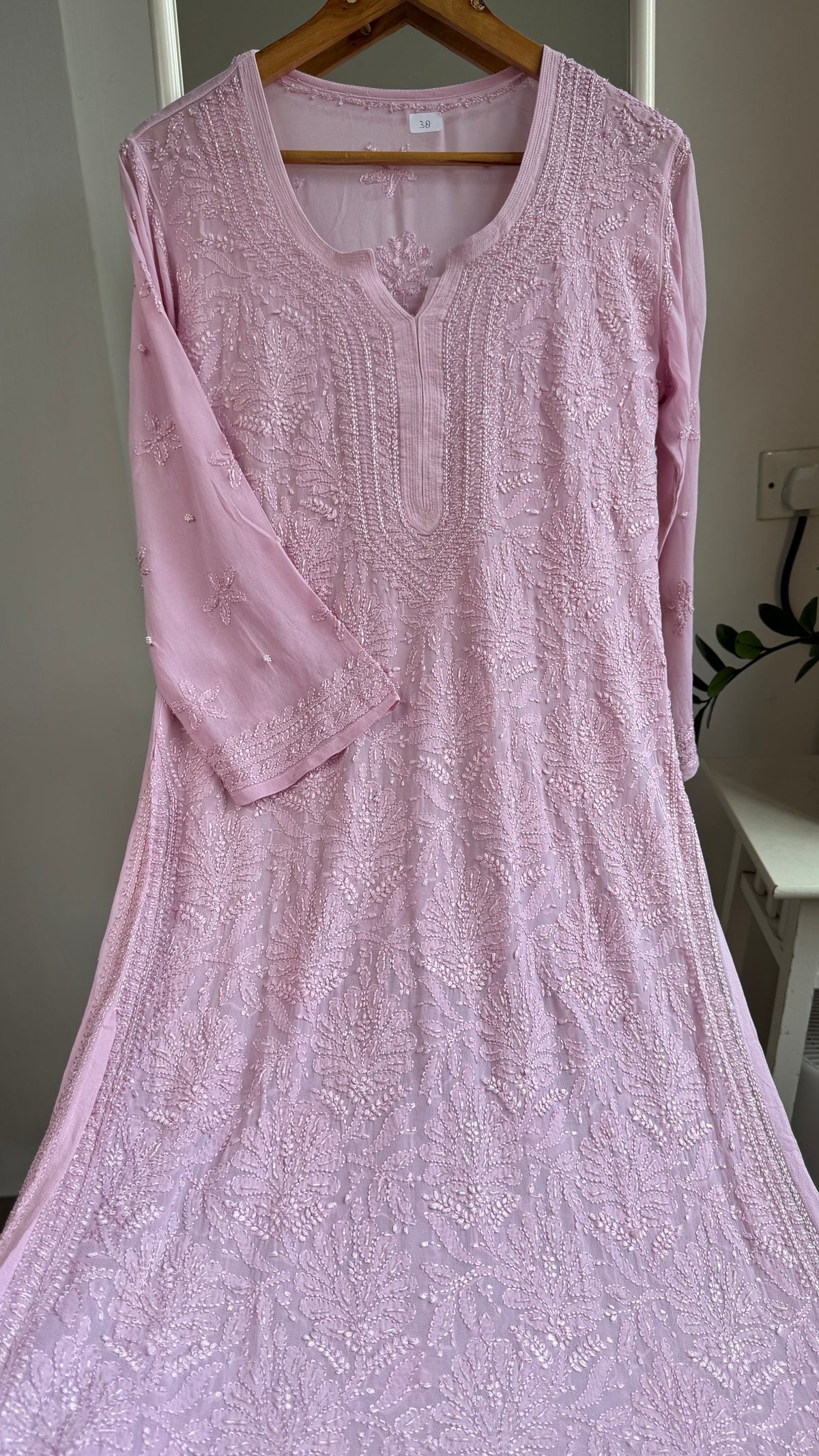 Viscose Kurti with Pearl  Work - Onion Pink