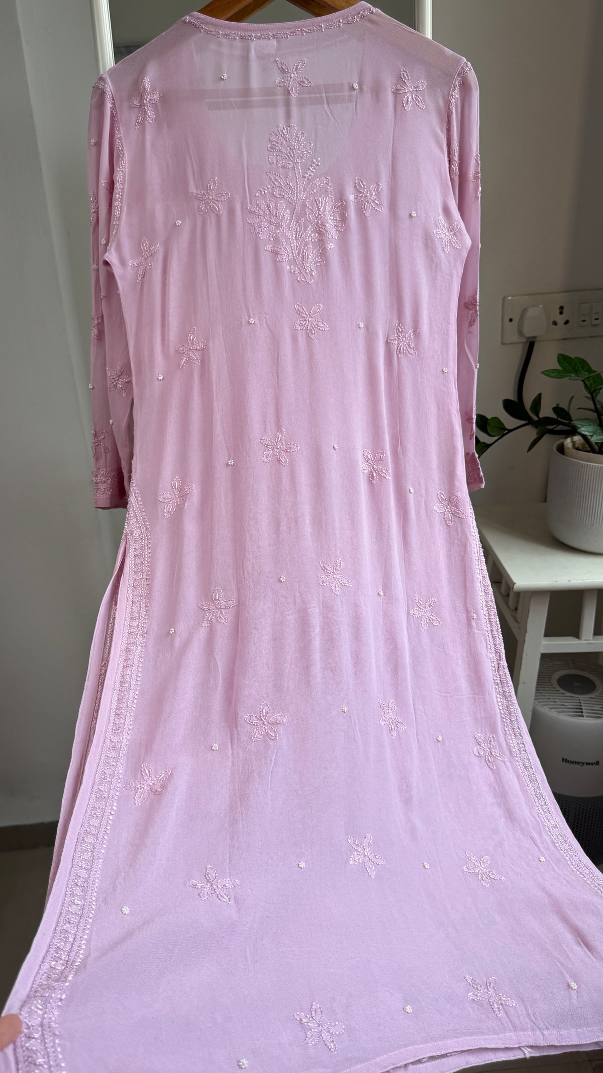 Viscose Kurti with Pearl  Work - Onion Pink