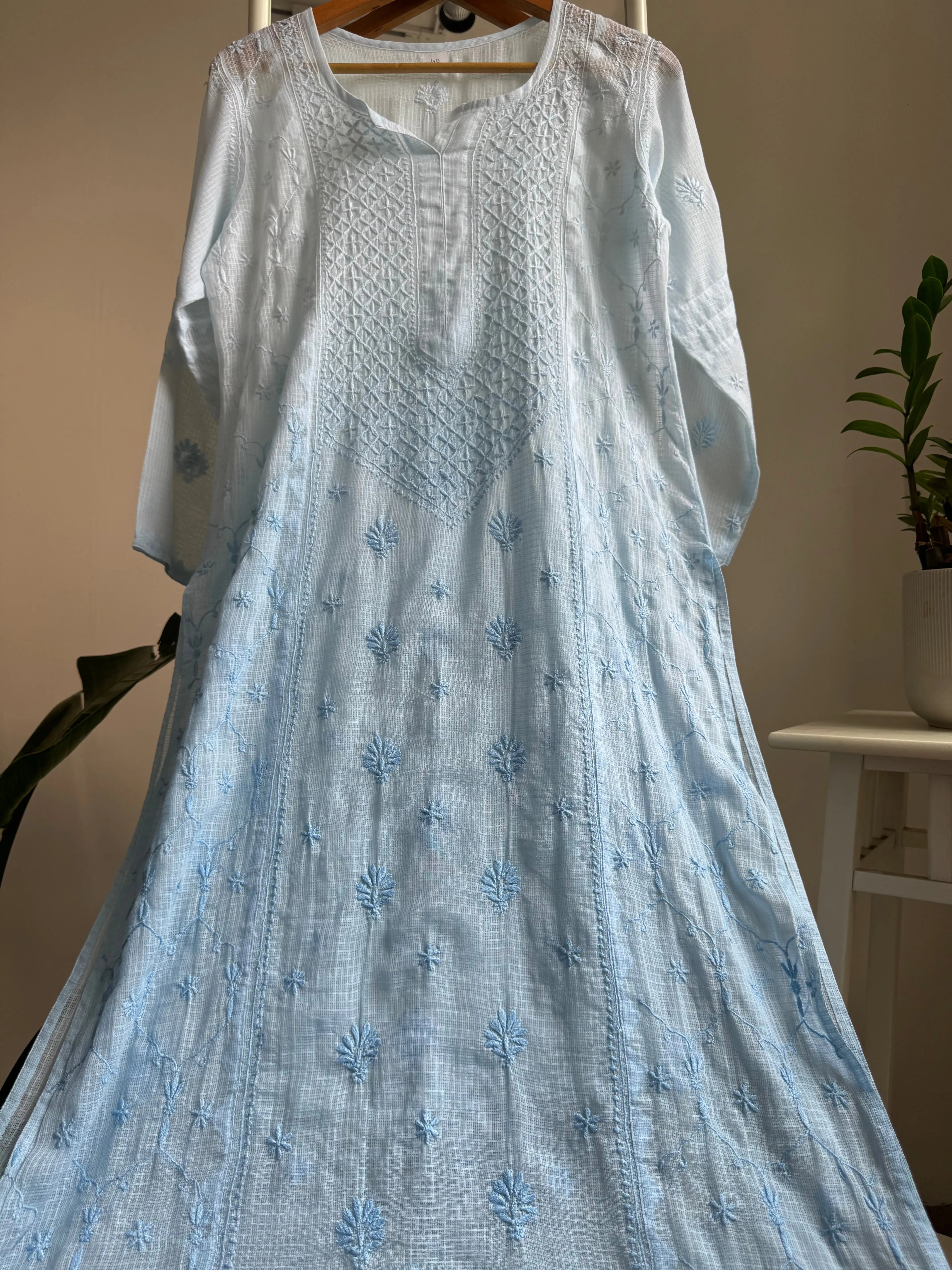 Kota Soft Cotton Chikankari Kurti - Blue ARIAA CHIKANKARI 