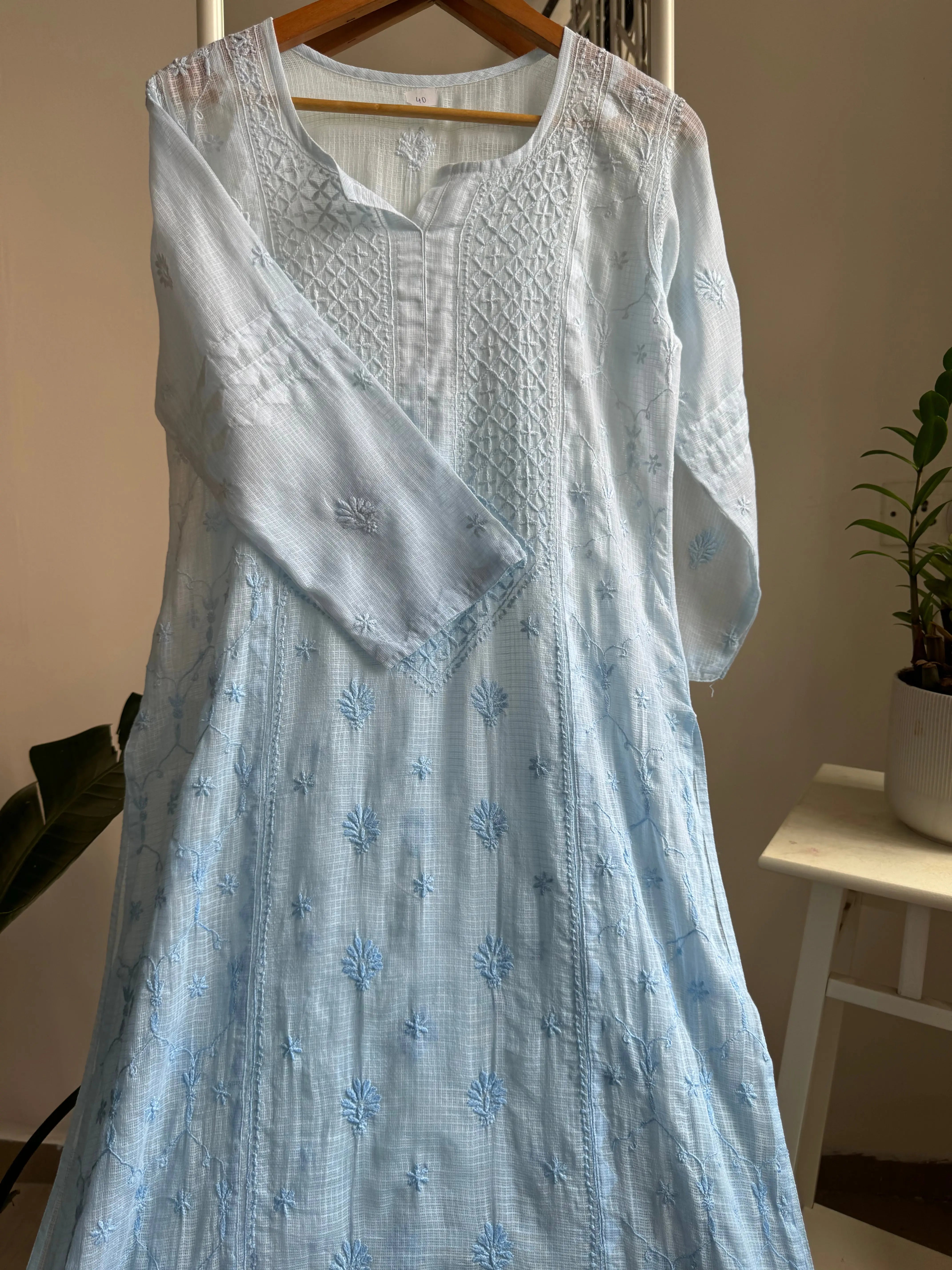 Kota Soft Cotton Chikankari Kurti - Blue ARIAA CHIKANKARI 