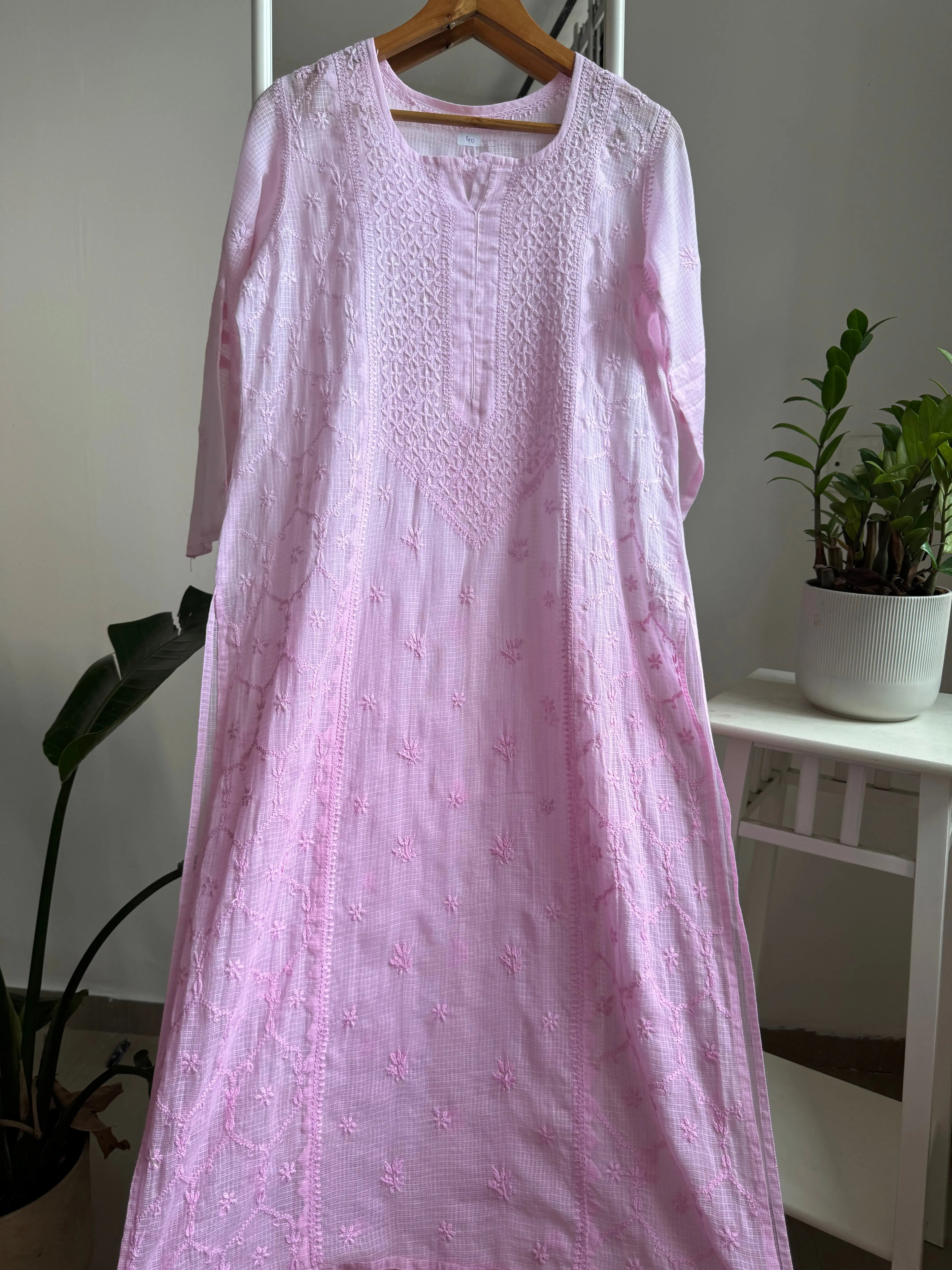 Kota Soft Cotton Chikankari Kurti -  Pink ARIAA CHIKANKARI 