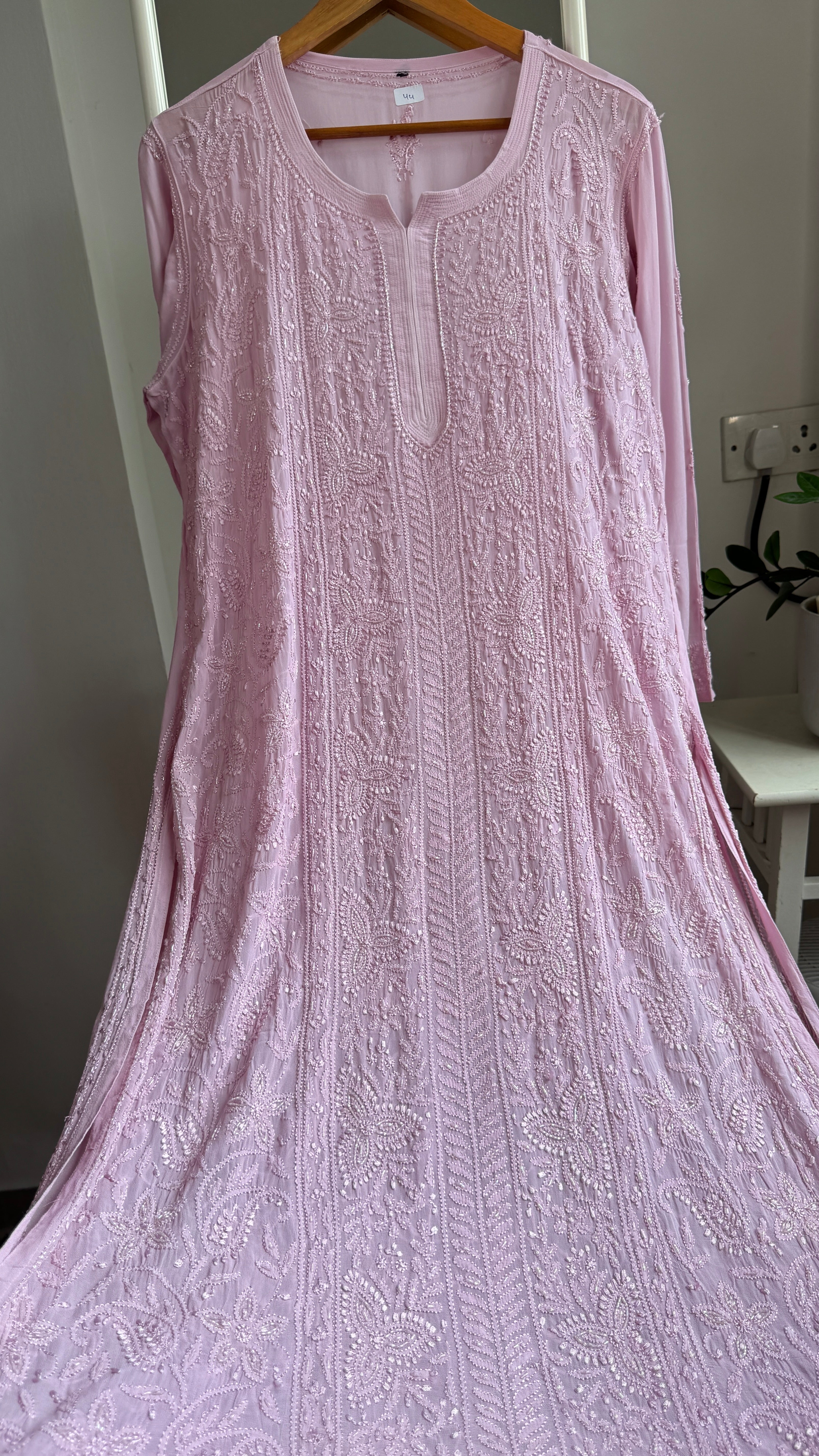 Viscose Kurti with Pearl  Work - Onion Pink