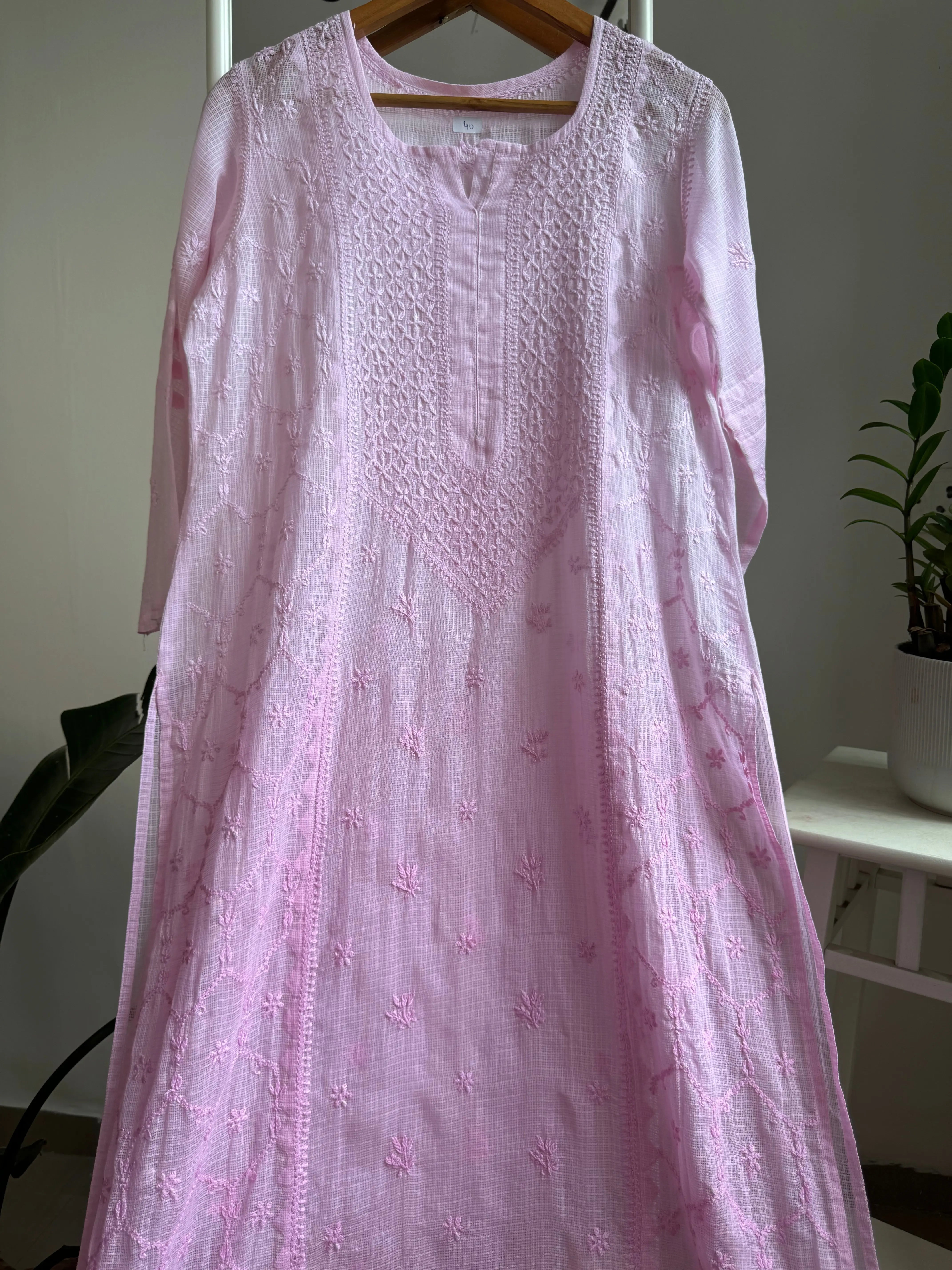 Kota Soft Cotton Chikankari Kurti -  Pink ARIAA CHIKANKARI 