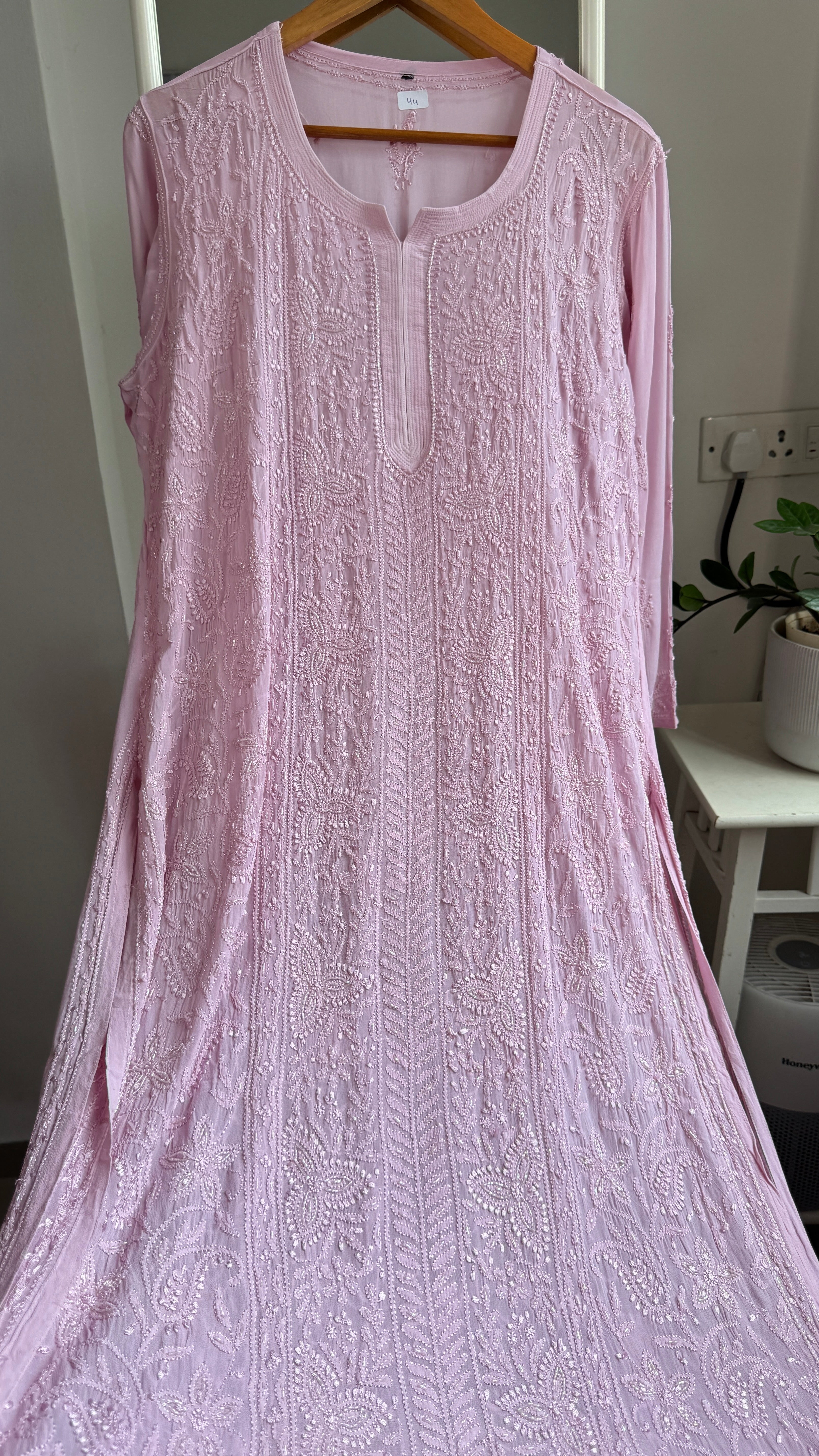 Viscose Kurti with Pearl  Work - Onion Pink