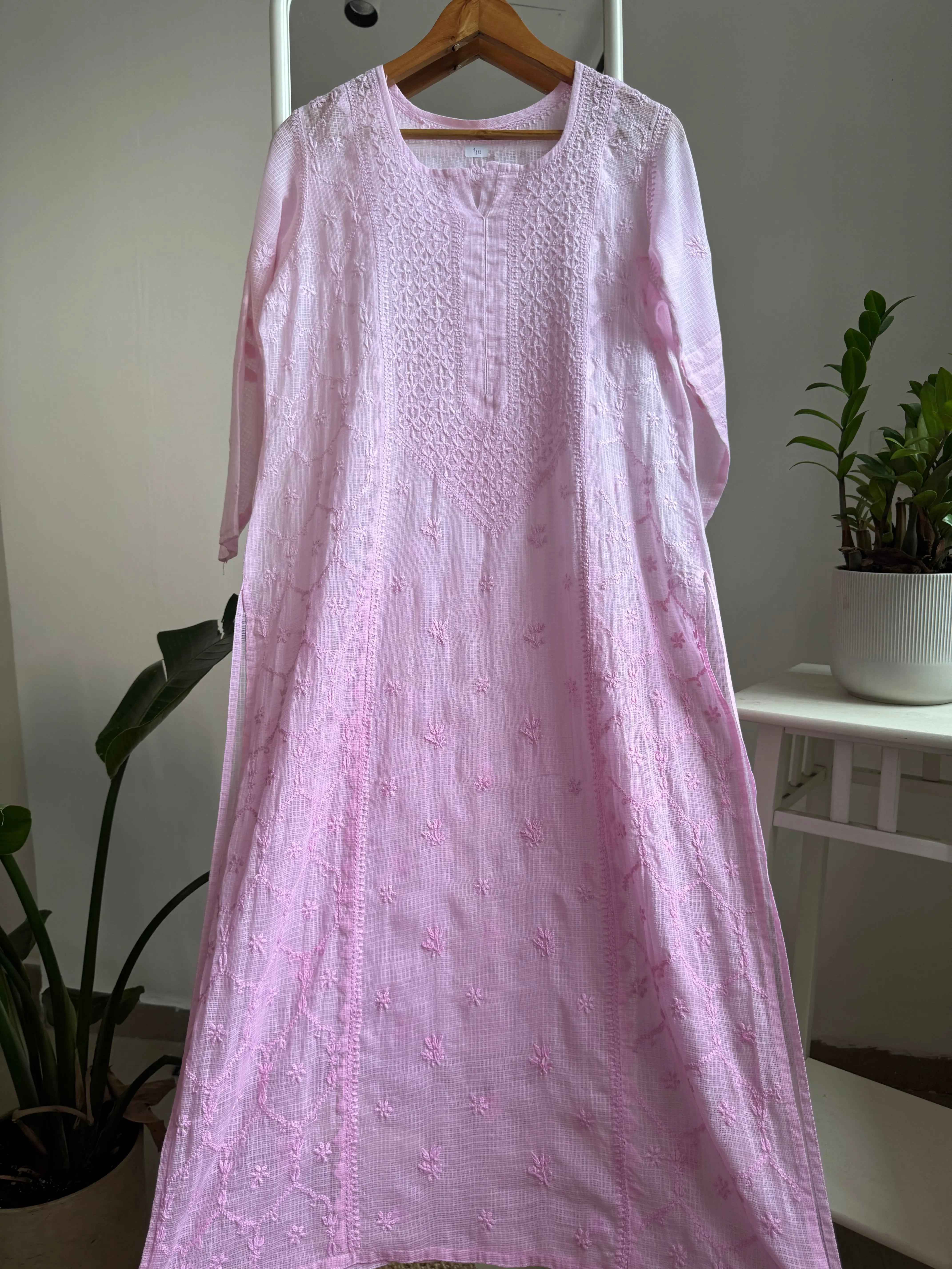 Kota Soft Cotton Chikankari Kurti -  Pink ARIAA CHIKANKARI 