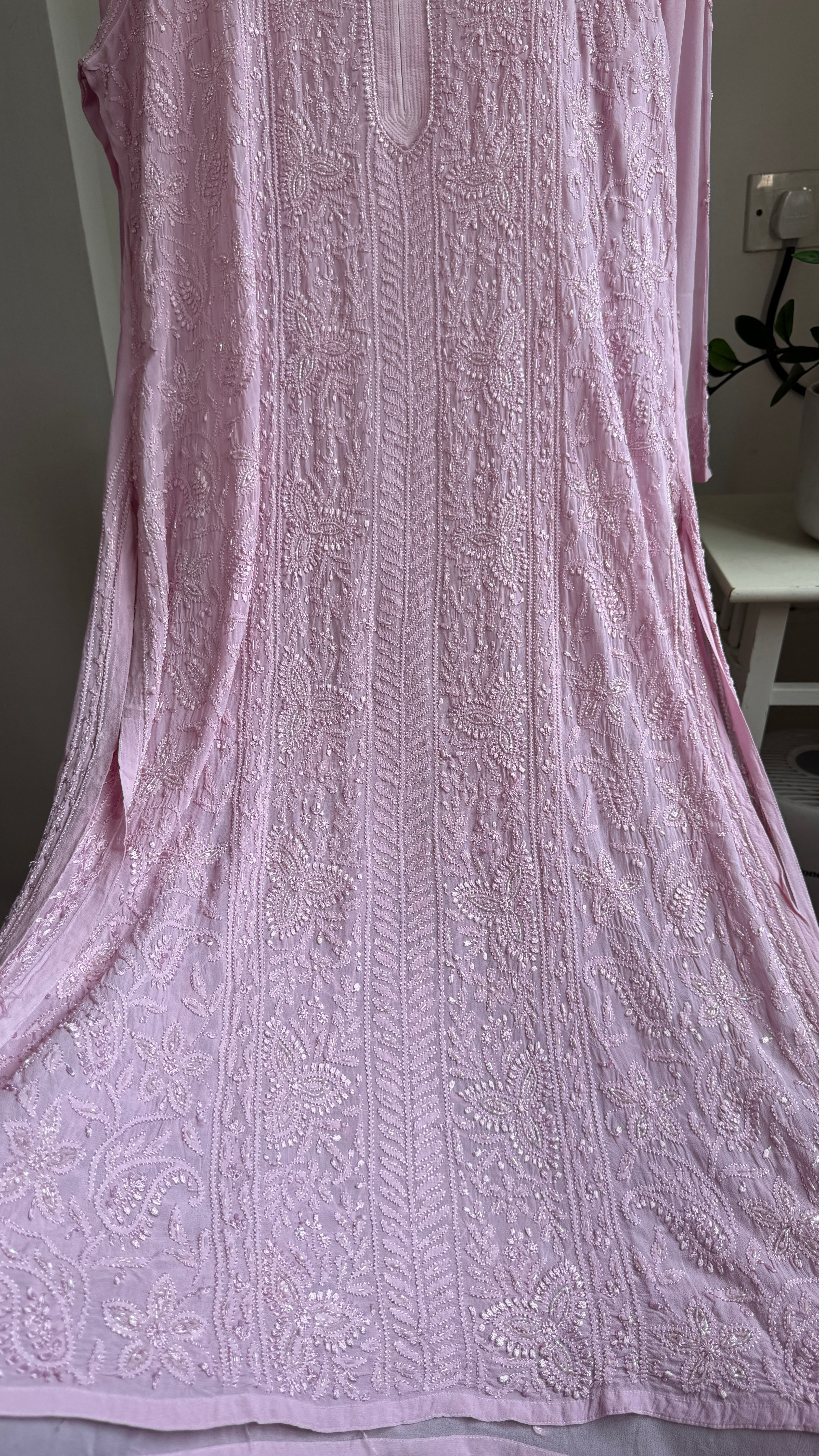 Viscose Kurti with Pearl  Work - Onion Pink