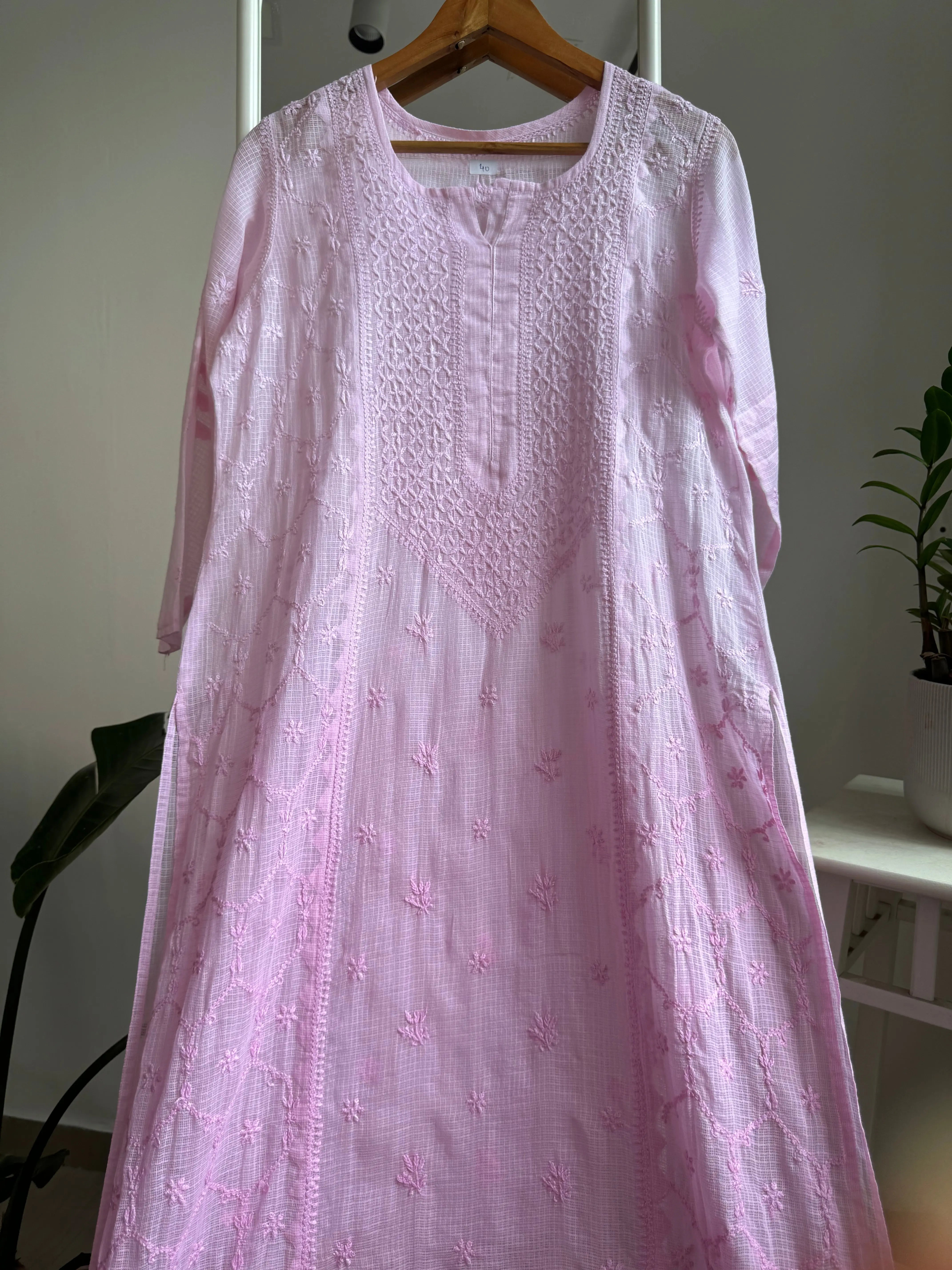 Kota Soft Cotton Chikankari Kurti -  Pink ARIAA CHIKANKARI 