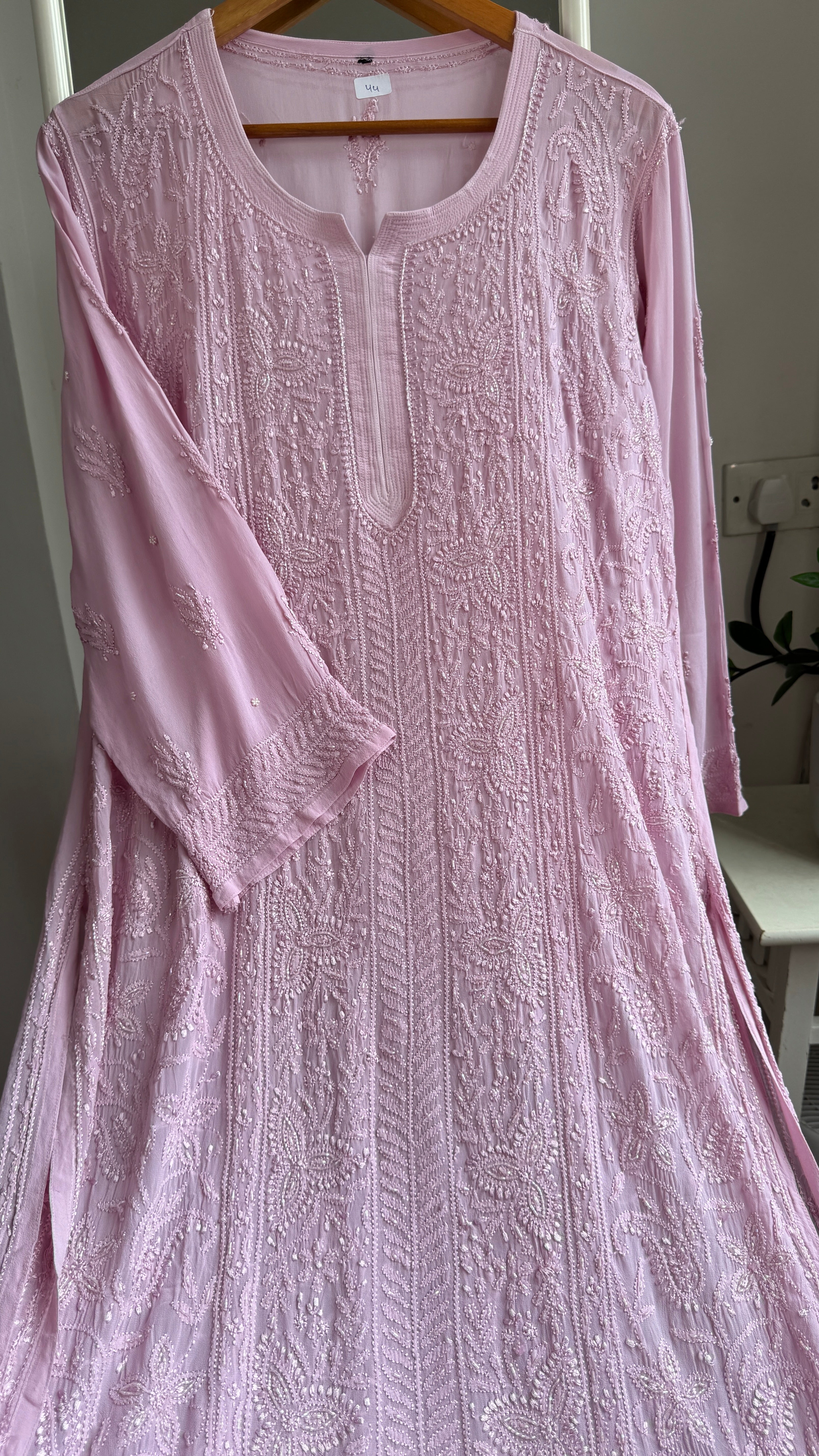 Viscose Kurti with Pearl  Work - Onion Pink