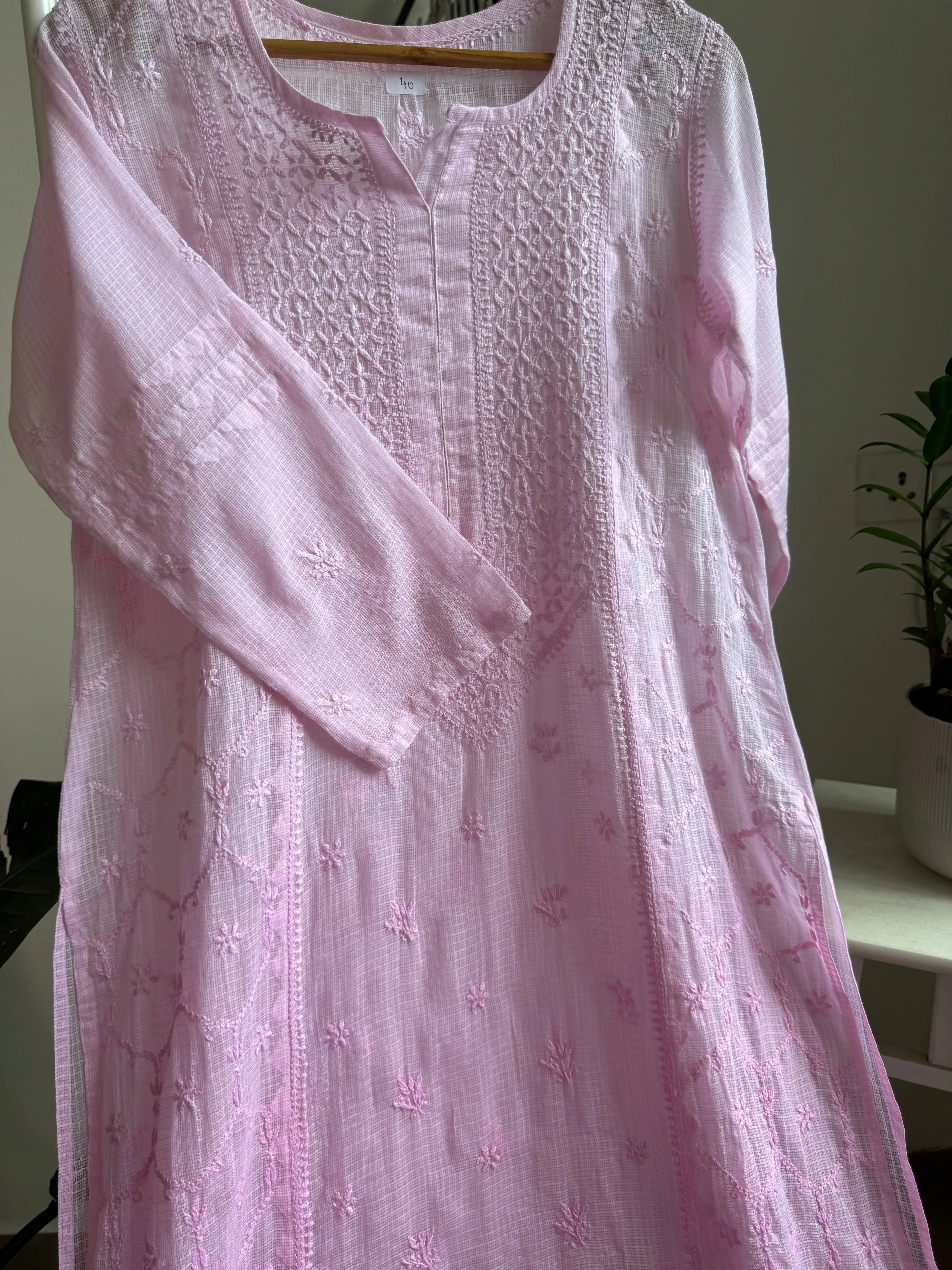 Kota Soft Cotton Chikankari Kurti -  Pink ARIAA CHIKANKARI 