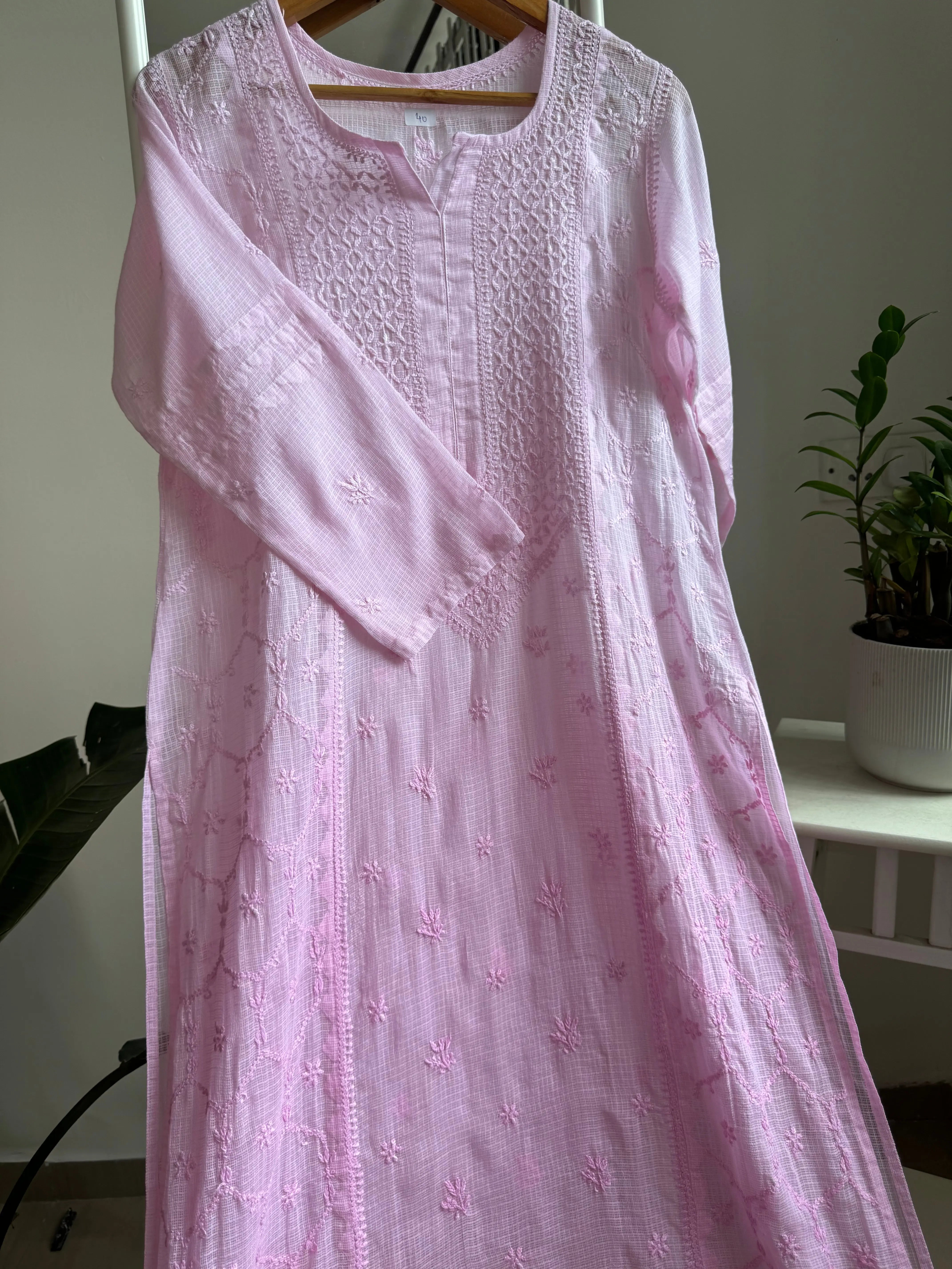 Kota Soft Cotton Chikankari Kurti -  Pink ARIAA CHIKANKARI 