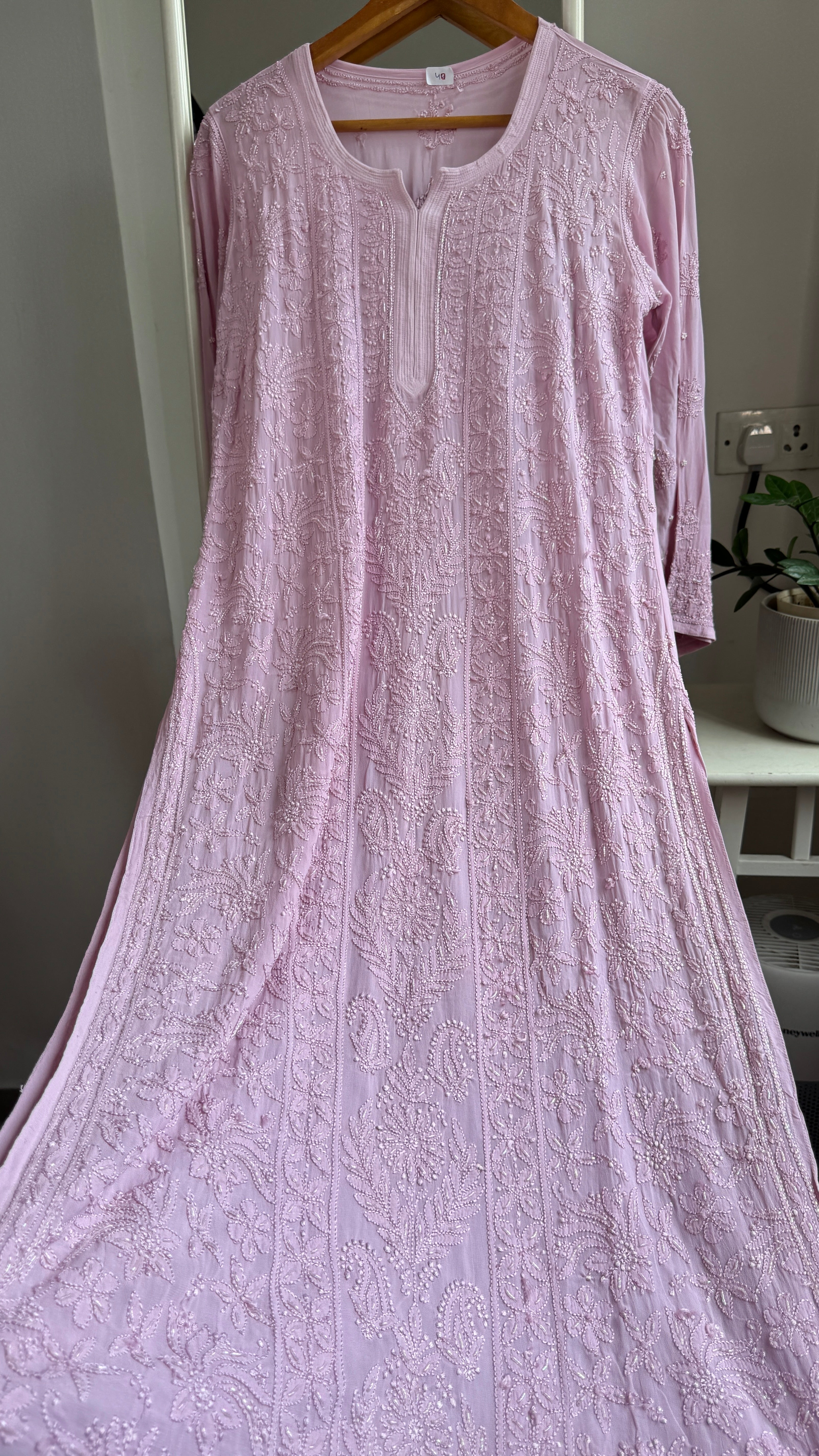 Viscose Kurti with Pearl  Work - Onion Pink