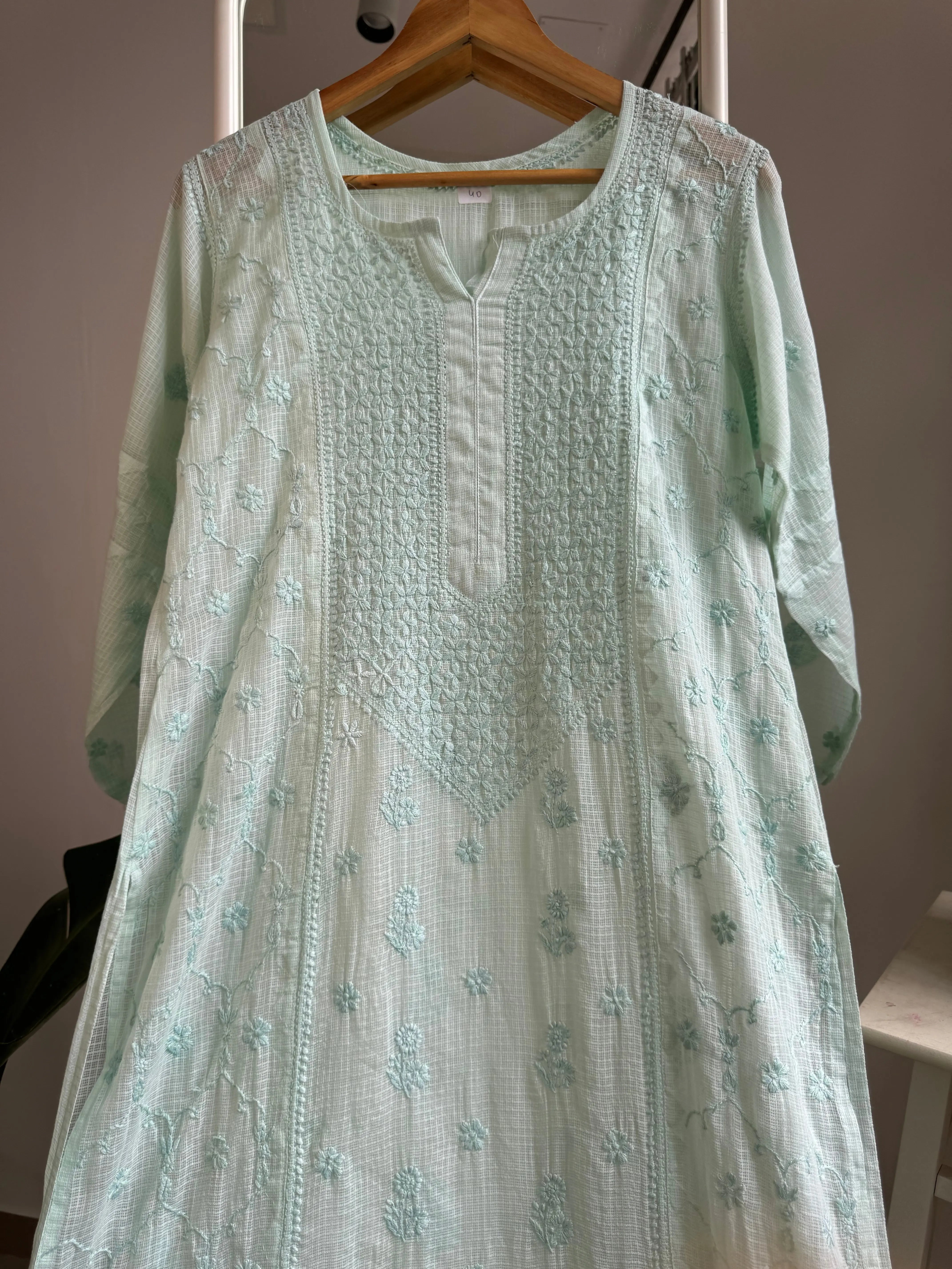 Kota Soft Cotton Chikankari Kurti - Green ARIAA CHIKANKARI 