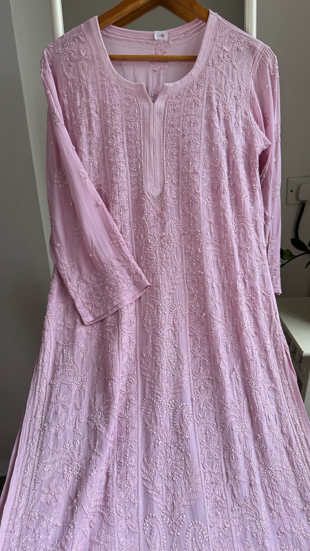 Viscose Kurti with Pearl  Work - Onion Pink