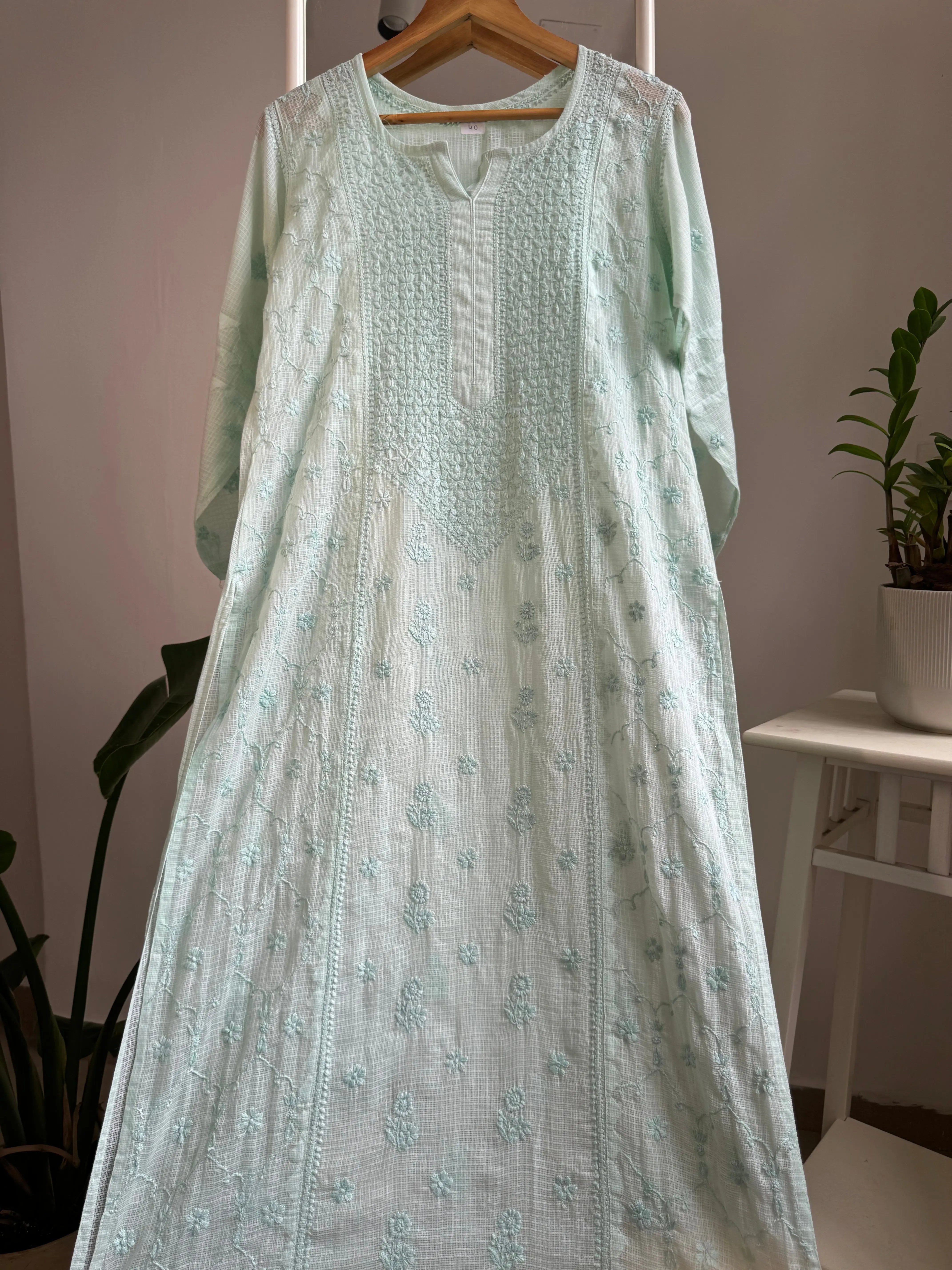 Kota Soft Cotton Chikankari Kurti - Green ARIAA CHIKANKARI 