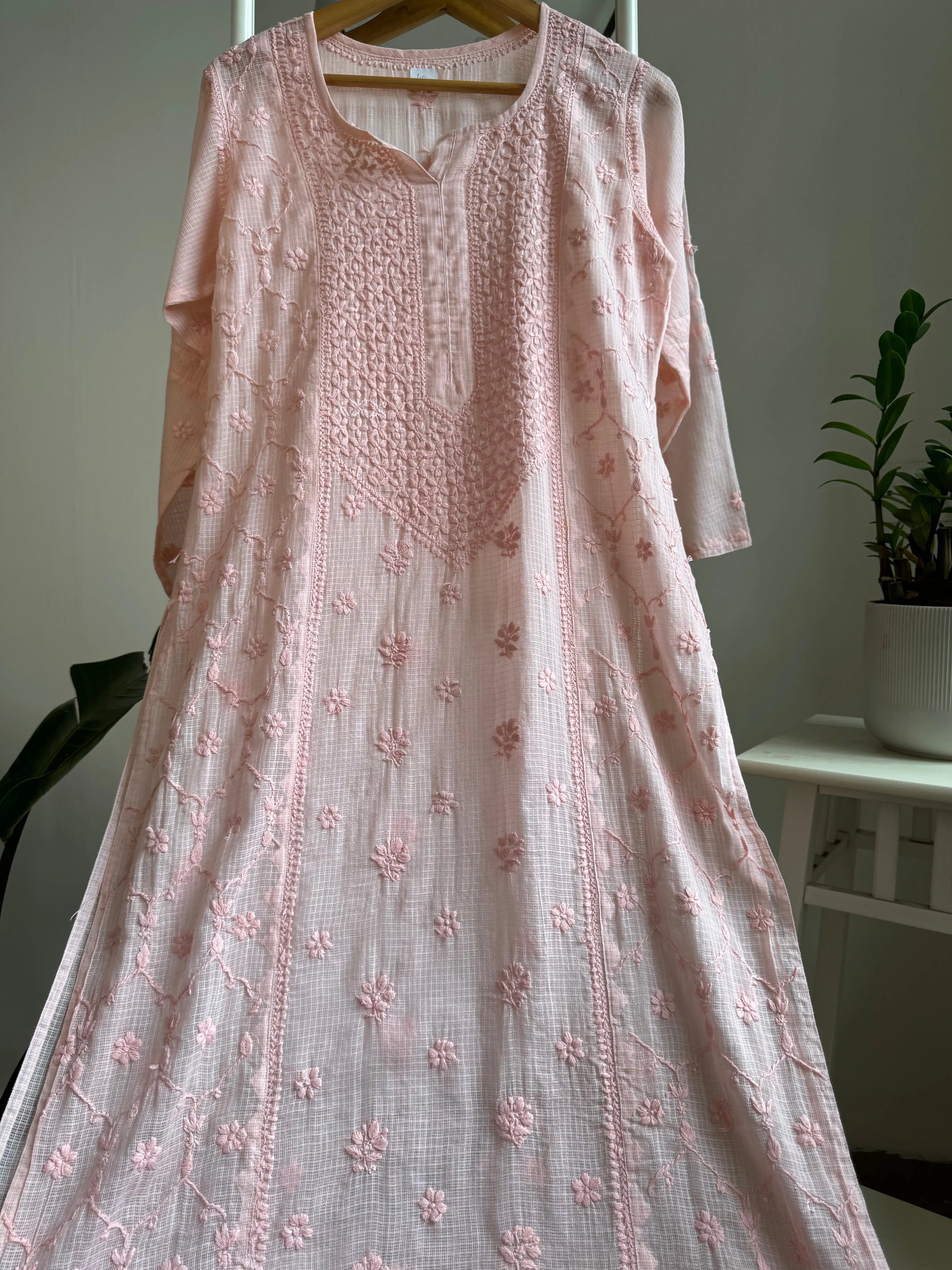 Kota Soft Cotton Chikankari Kurti - Pale Pink ARIAA CHIKANKARI 