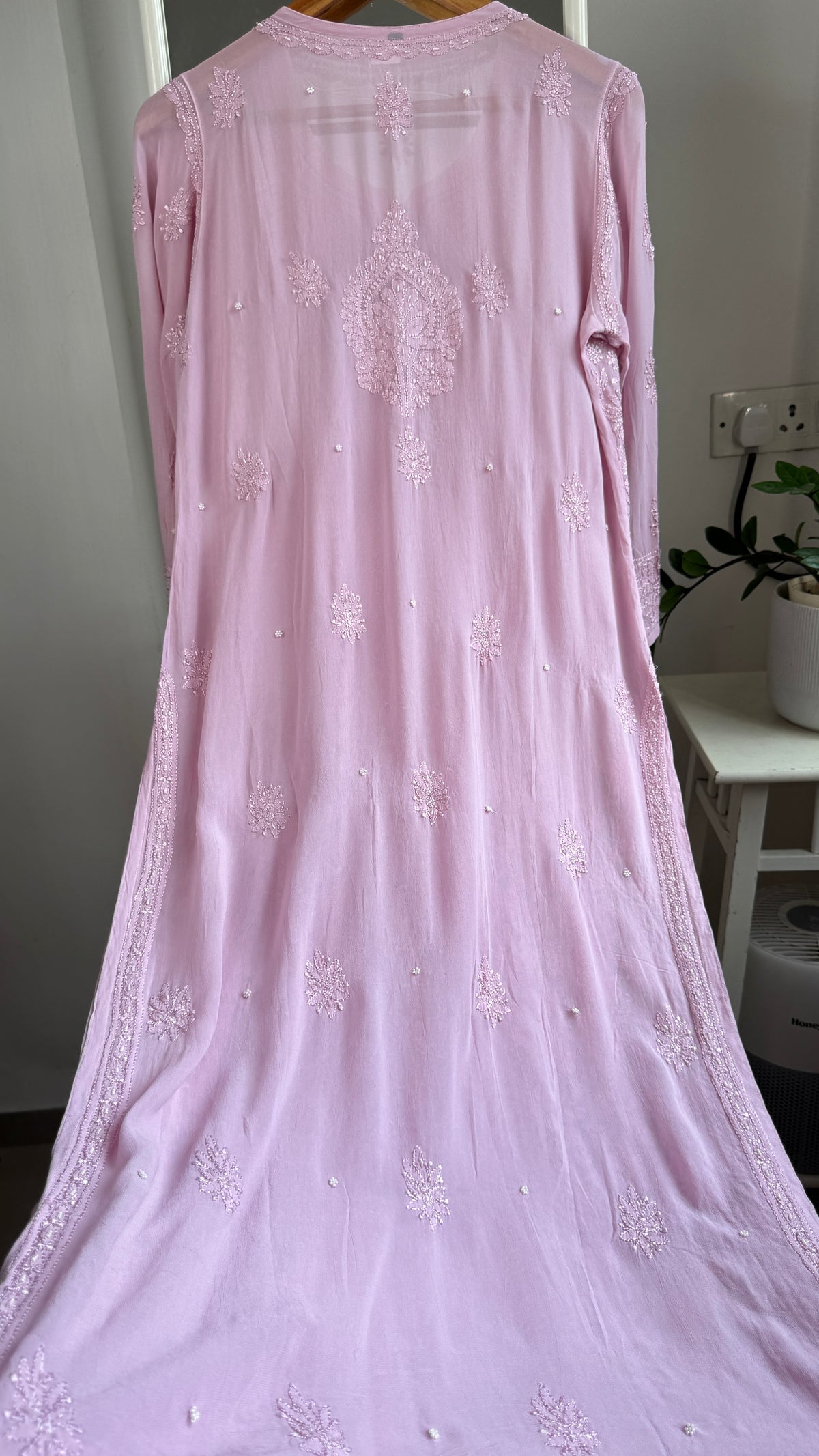 Viscose Kurti with Pearl  Work - Onion Pink