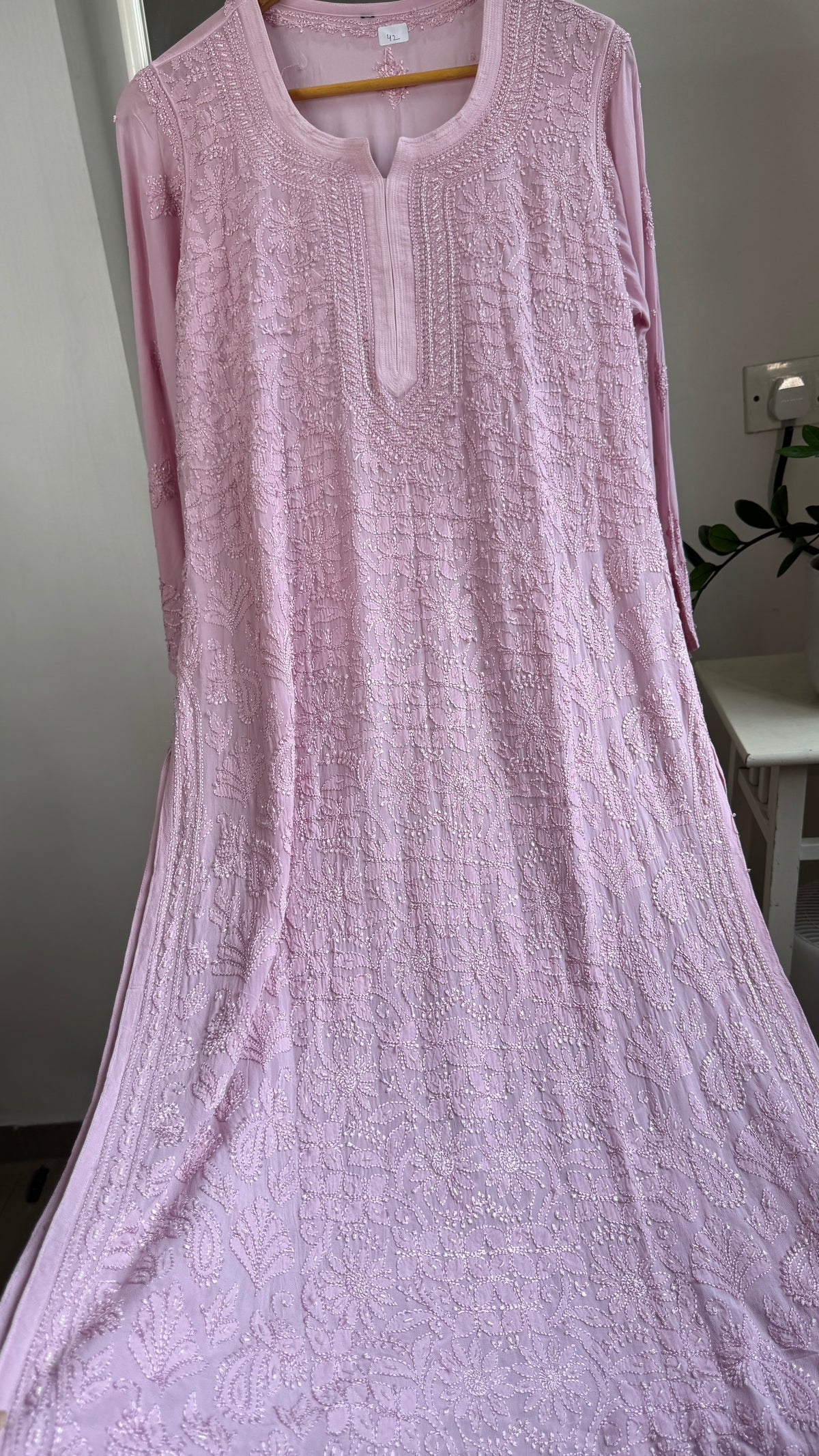 Viscose Kurti with Pearl  Work - Onion Pink