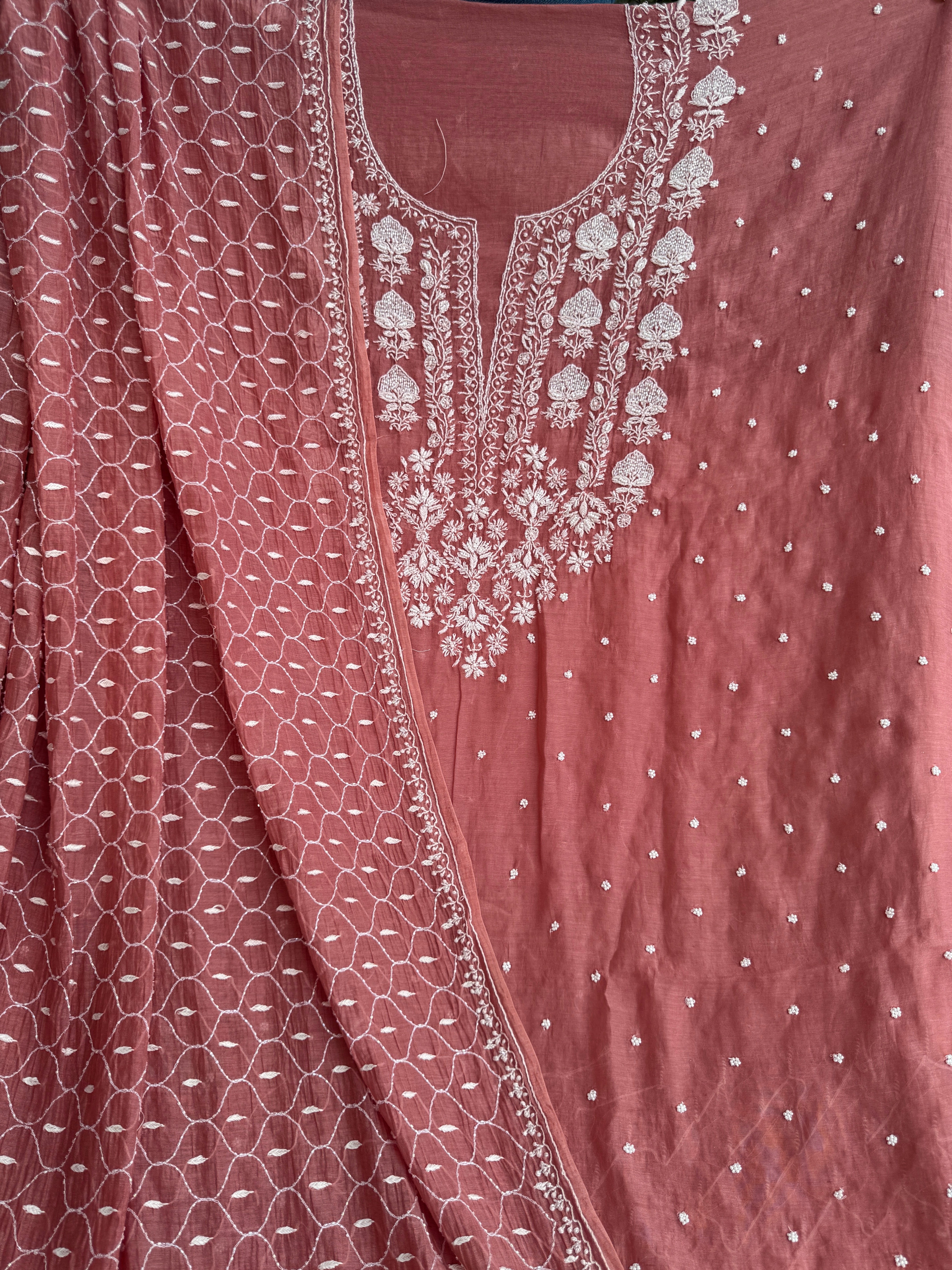 Mul Chanderi Chikankari  - Rosewood ARIAA CHIKANKARI 