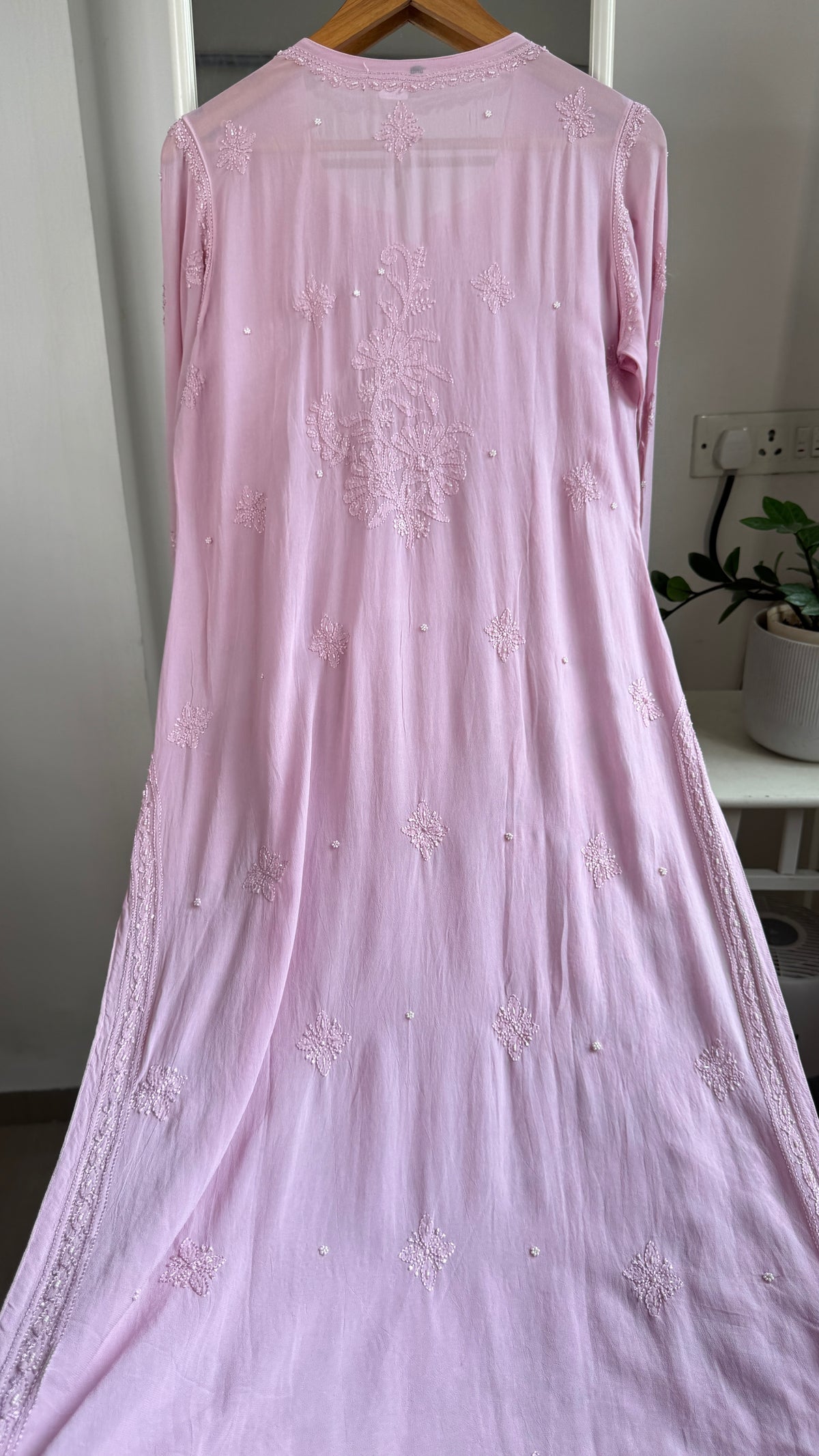 Viscose Kurti with Pearl  Work - Onion Pink