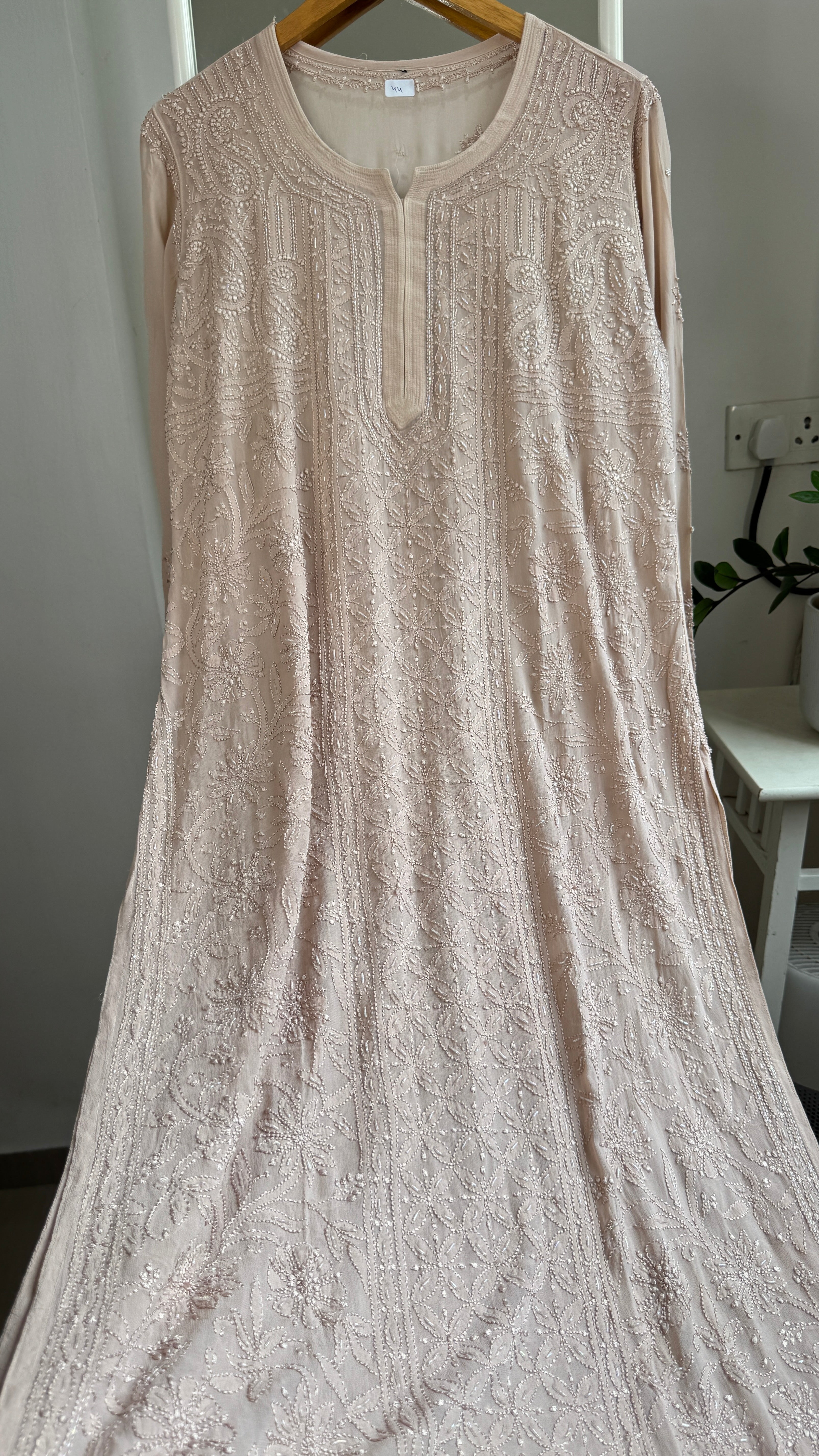 Viscose Kurti with Pearl  Work - Nude Pink