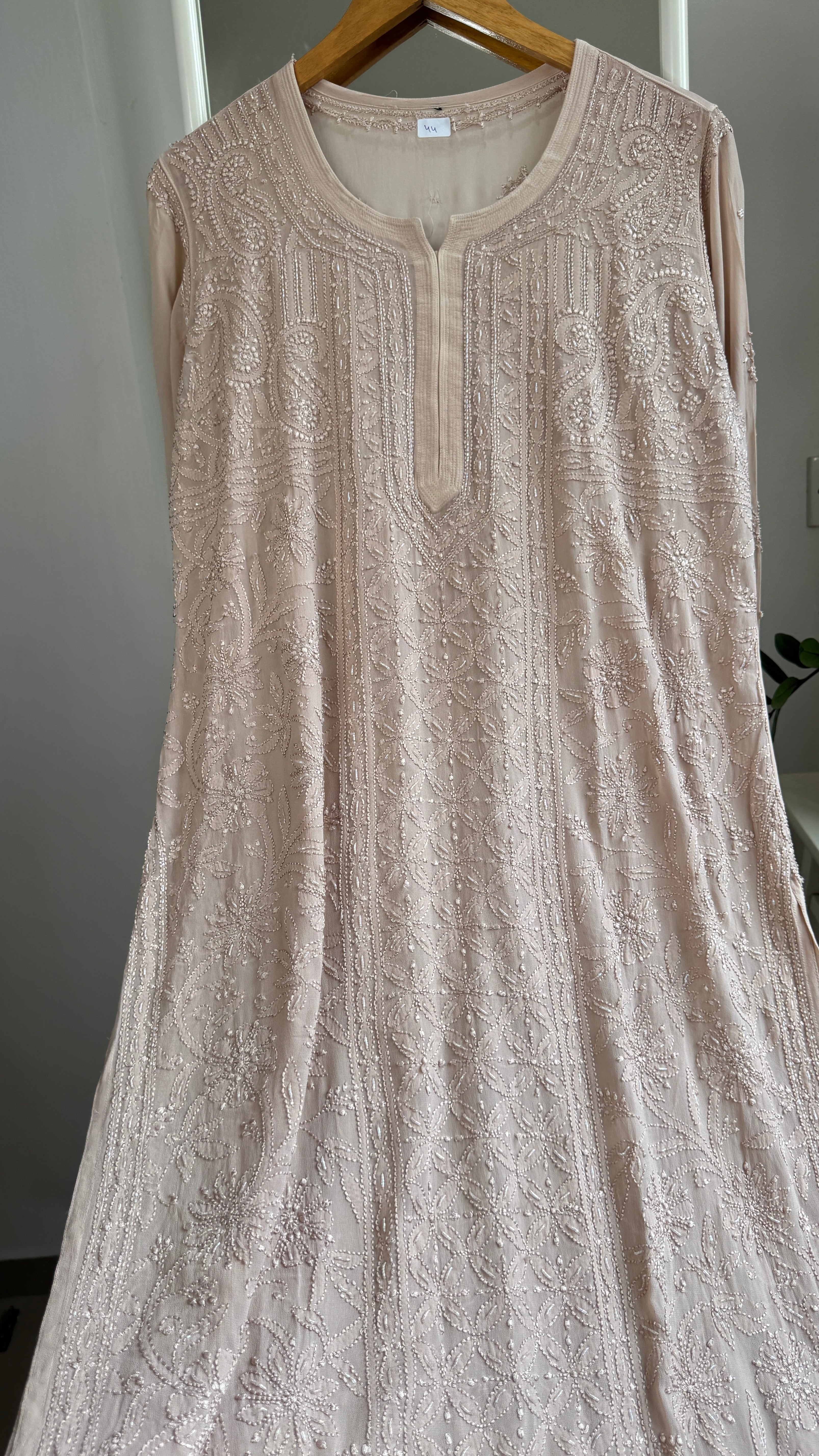 Viscose Kurti with Pearl  Work - Nude Pink