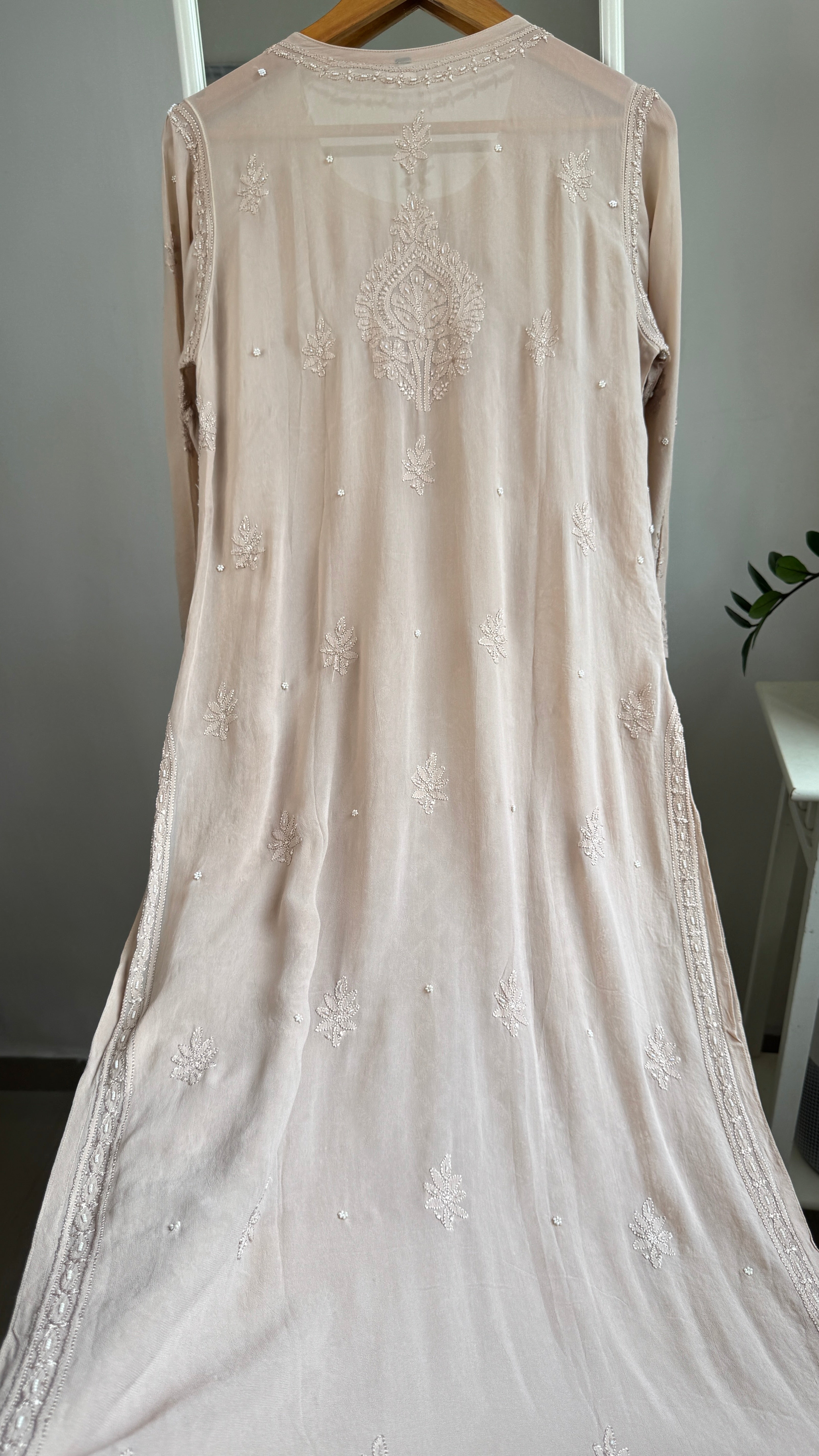 Viscose Kurti with Pearl  Work - Nude Pink