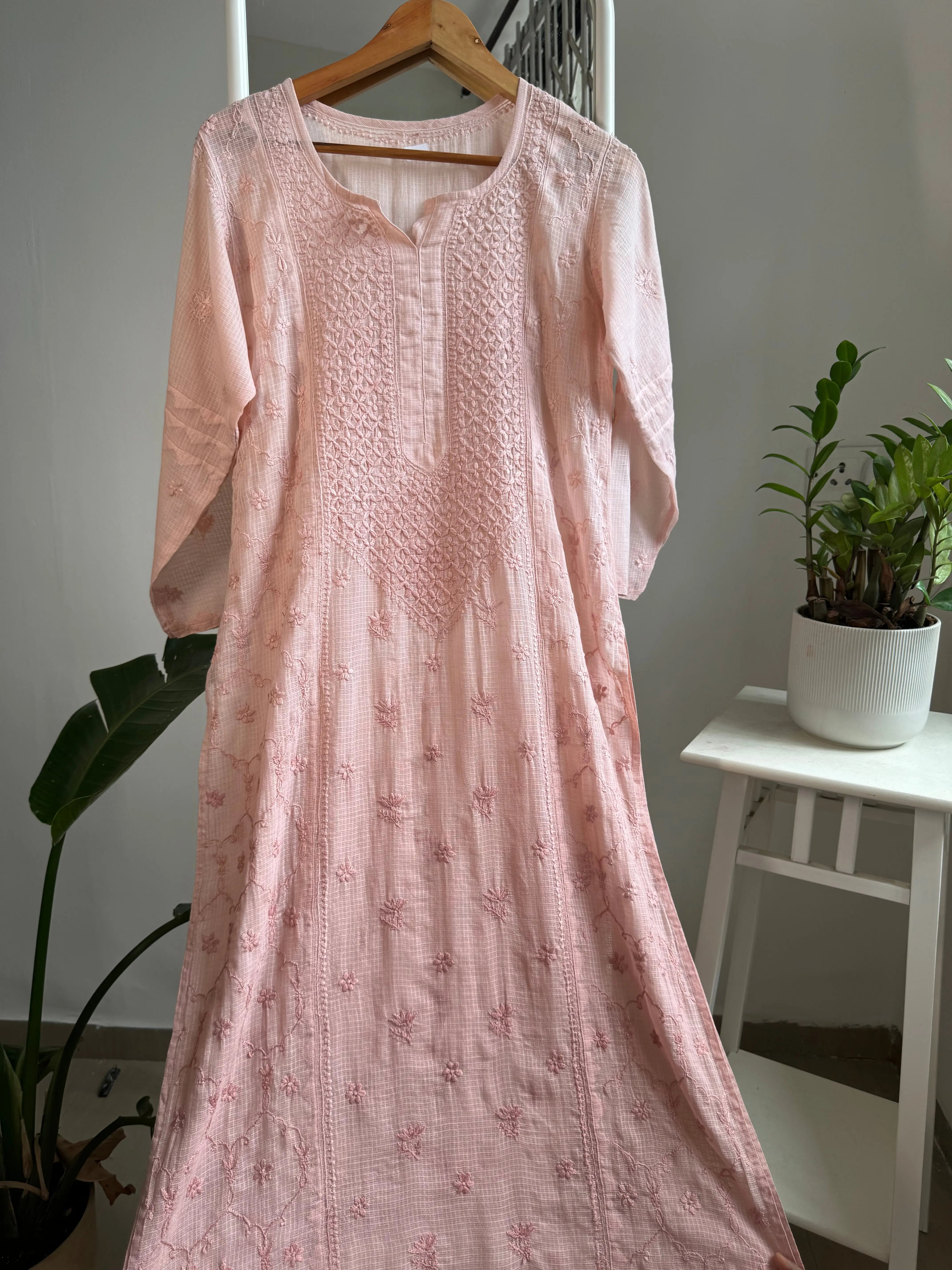 Kota Soft Cotton Chikankari Kurti - Light Brown ARIAA CHIKANKARI 