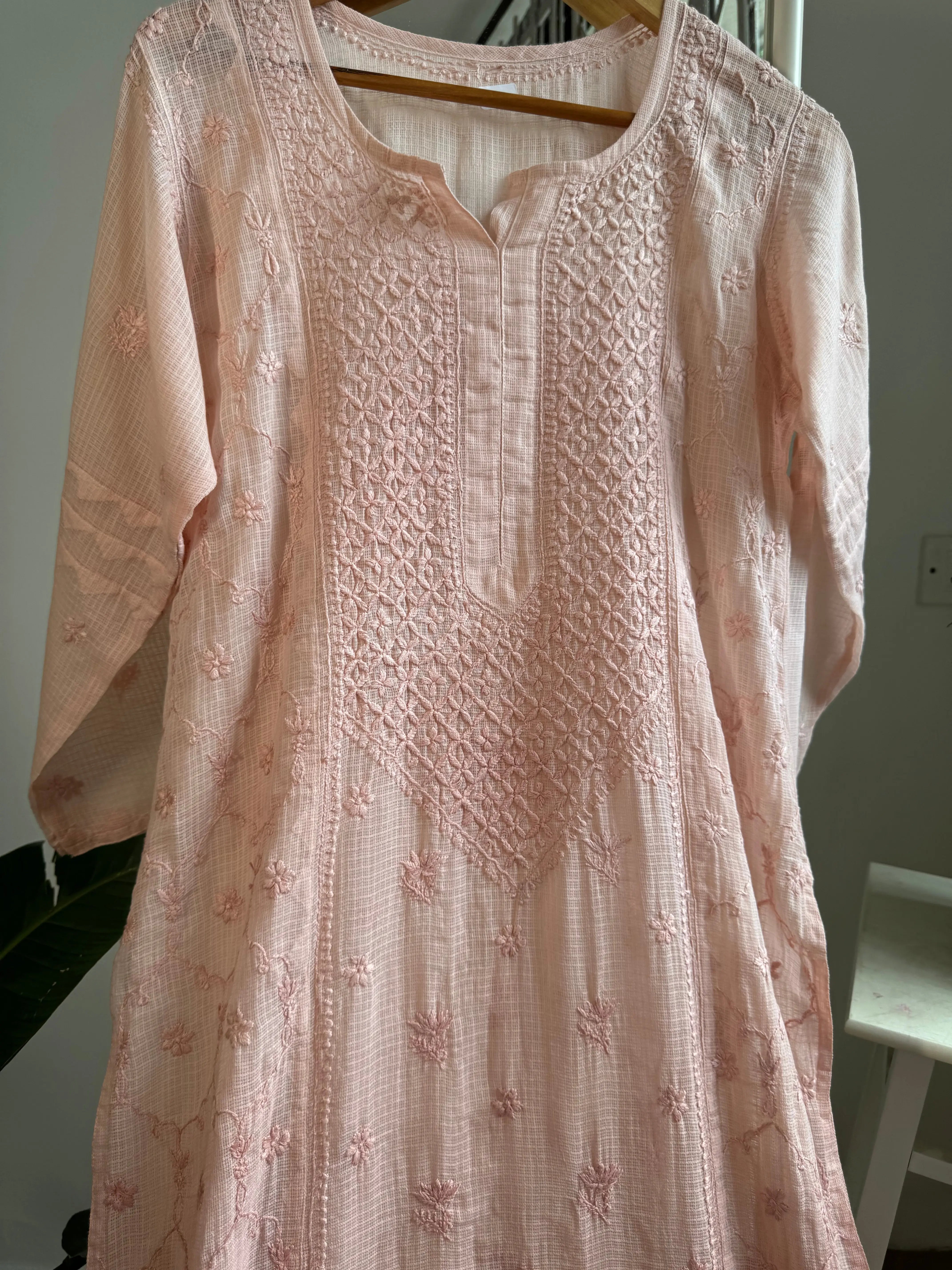 Kota Soft Cotton Chikankari Kurti - Light Brown ARIAA CHIKANKARI 