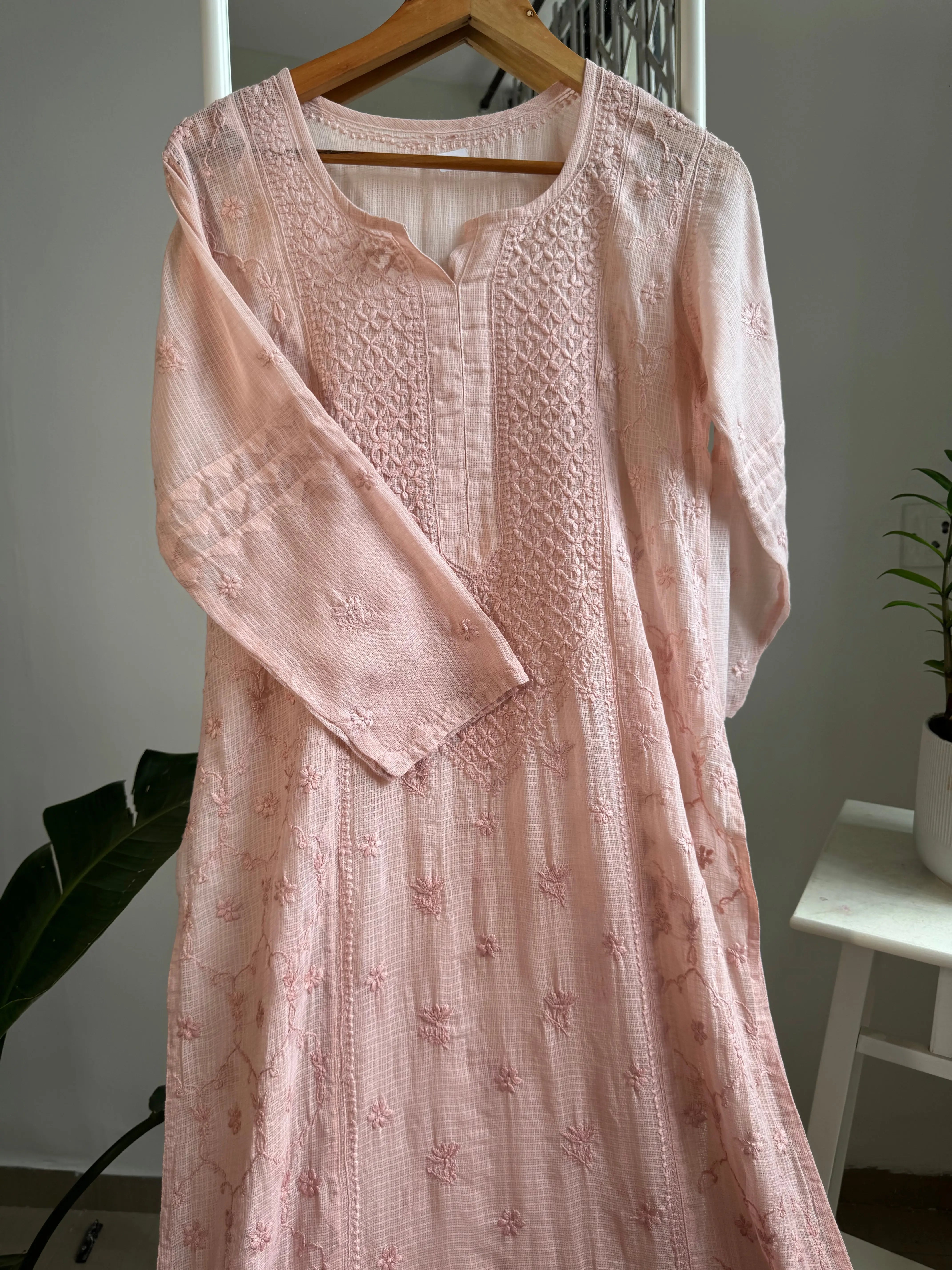 Kota Soft Cotton Chikankari Kurti - Light Brown ARIAA CHIKANKARI 