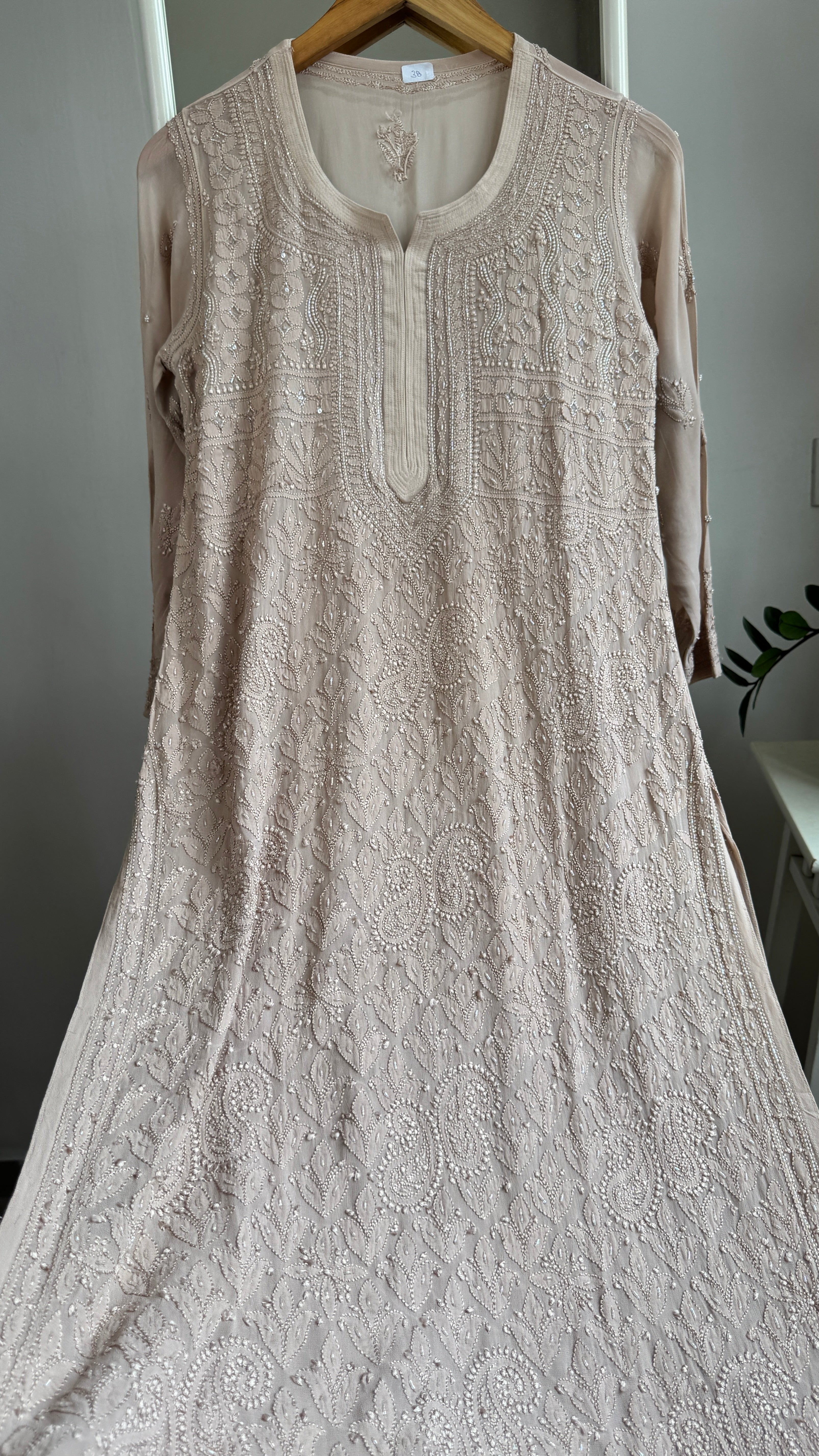 Viscose Kurti with Pearl  Work - Nude Pink
