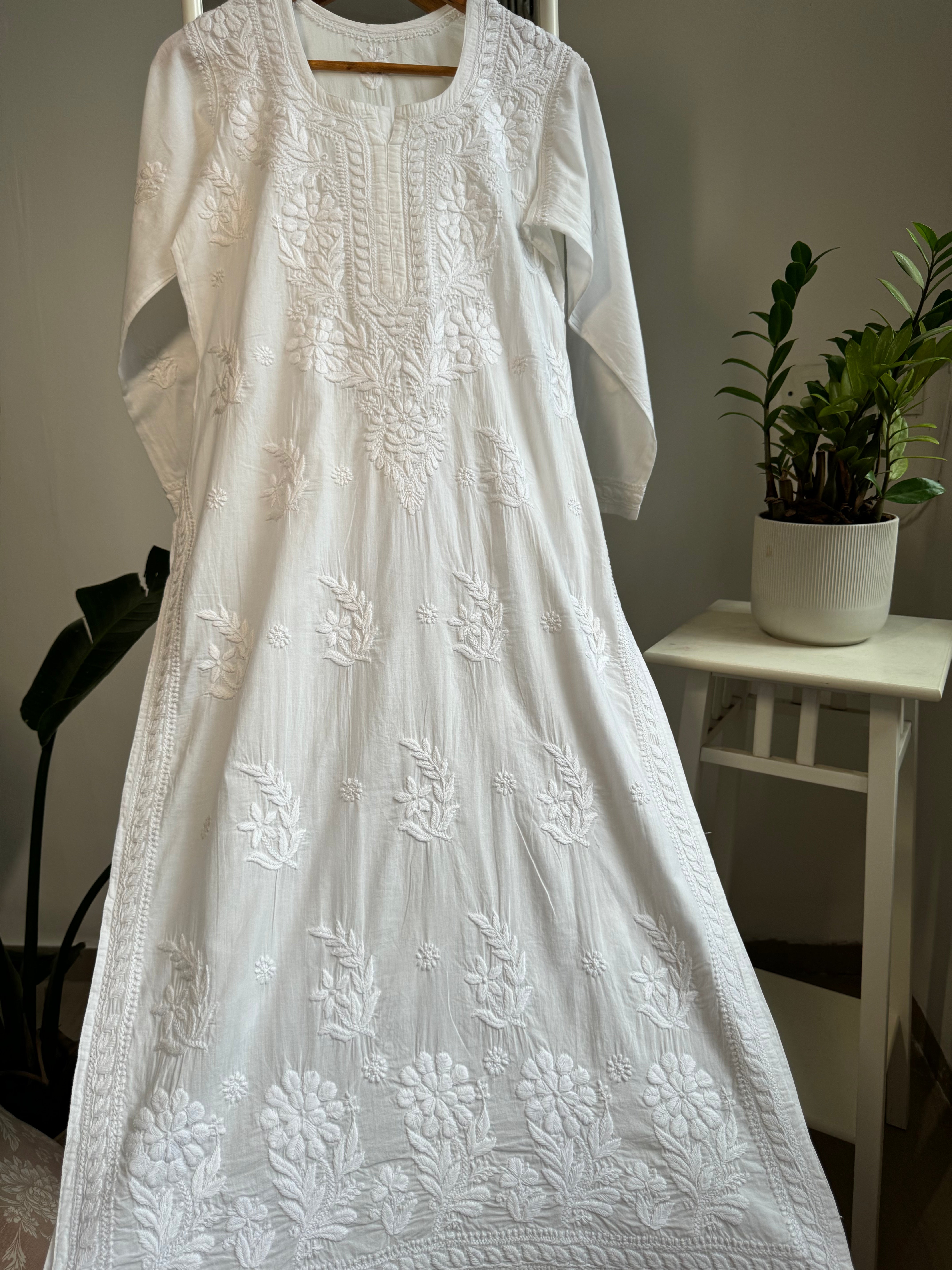 Cotton Chikankari Plazzo Set - White ARIAA CHIKANKARI 