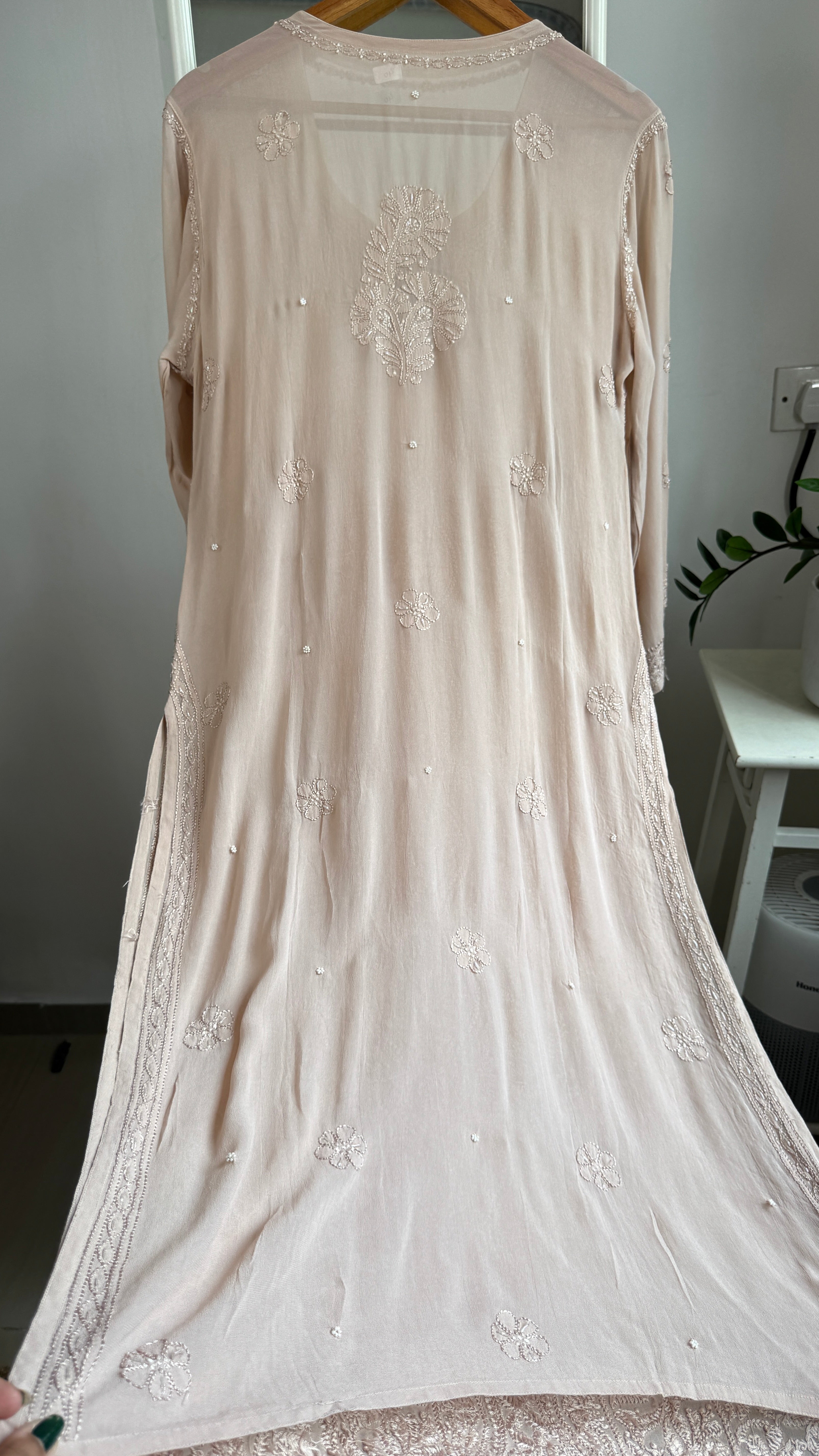 Viscose Kurti with Pearl  Work - Nude Pink