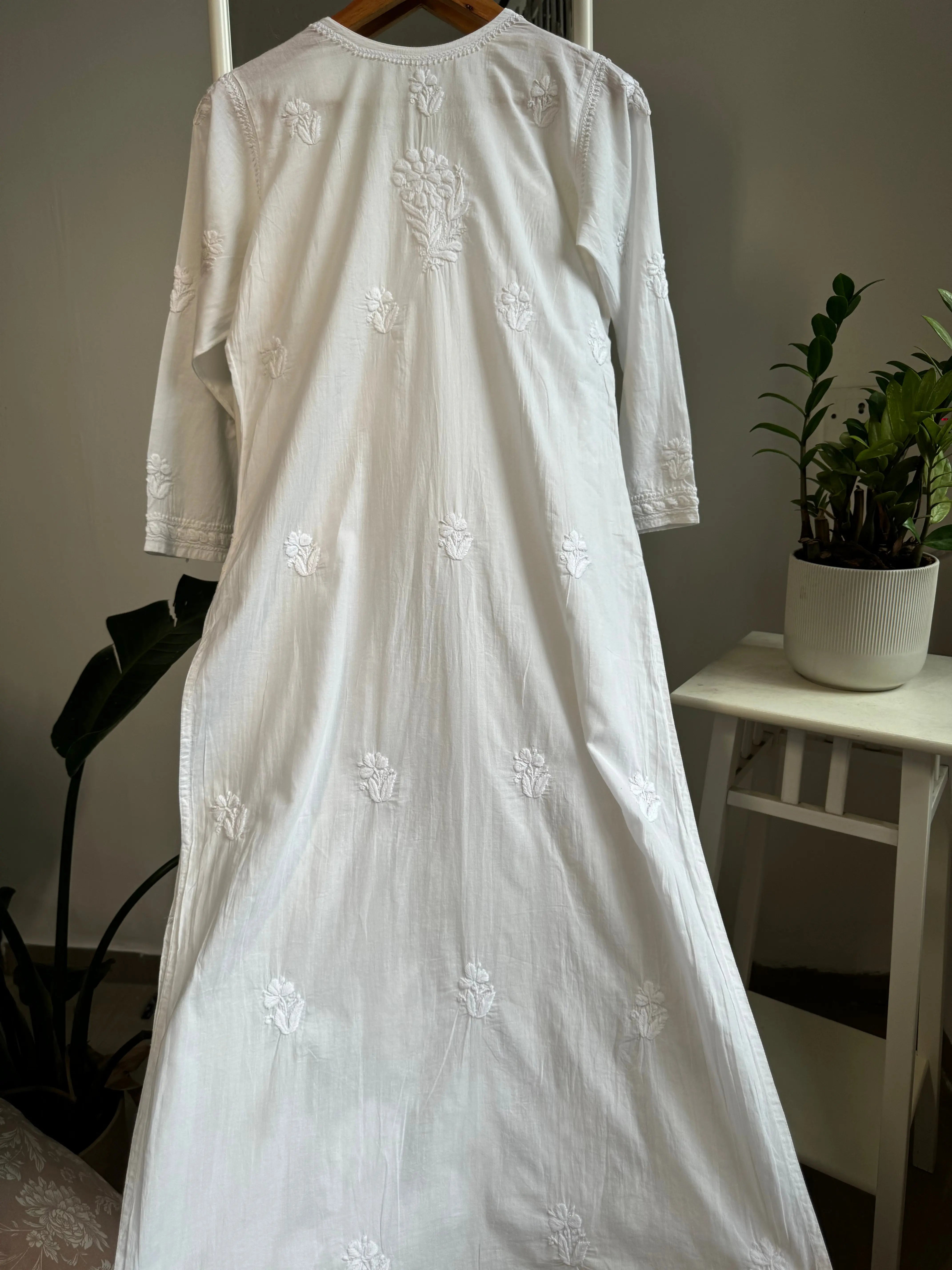 Cotton Plazzo Set - White ARIAA CHIKANKARI 